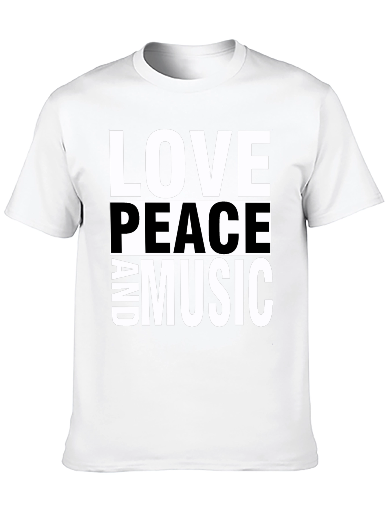 Black Love Peace and Music Black Graphic T-Shirt view 10
