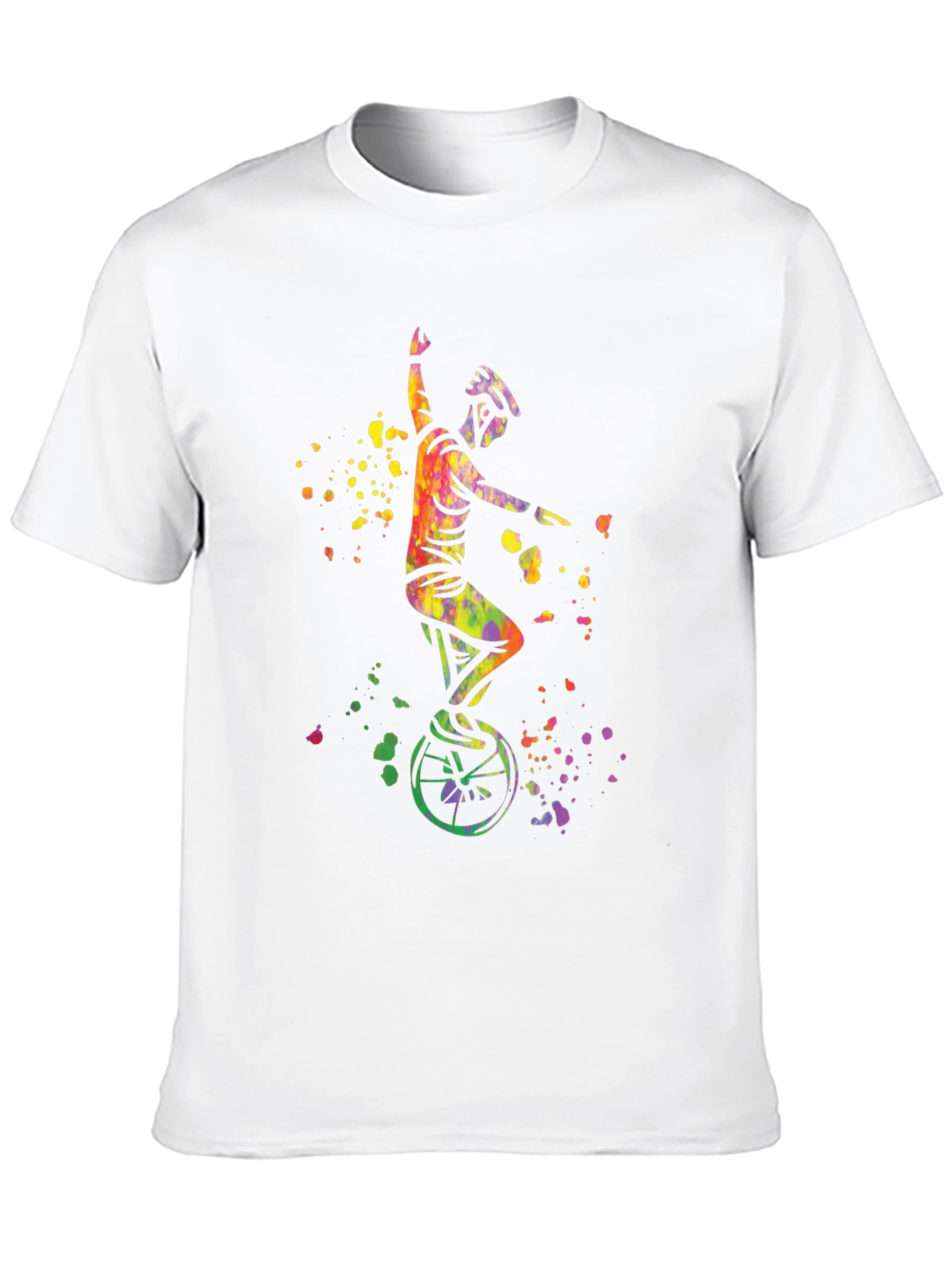 Black Unicyclist Watercolor Graphic T-Shirt view 10