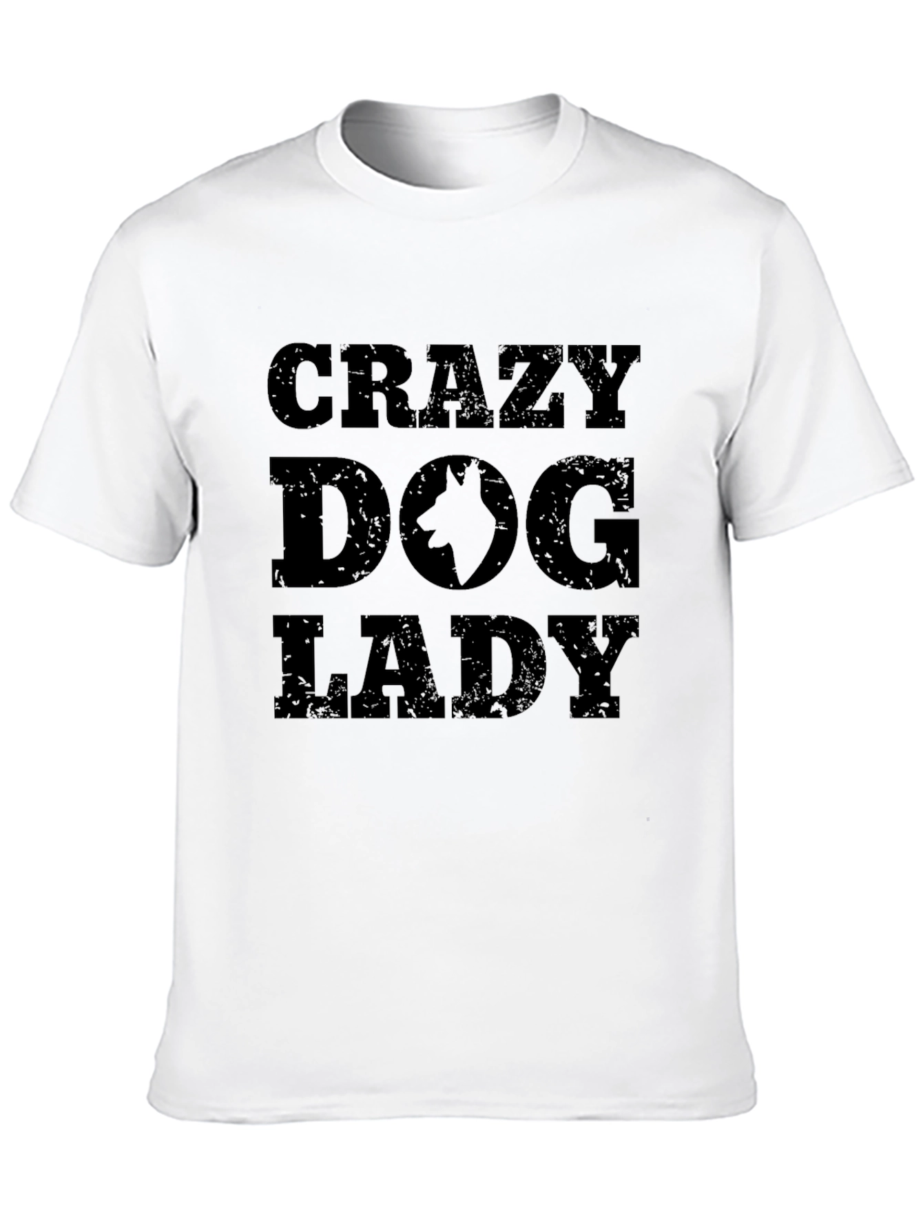 Black Crazy Dog Lady T-Shirt - Black Cotton Tee view 10