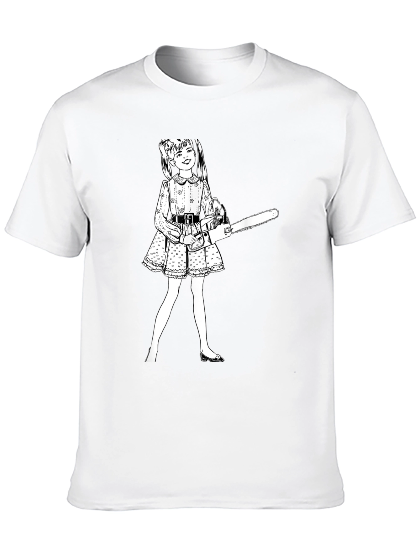 Black Chainsaw Girl Graphic Tee - Edgy Humor view 10