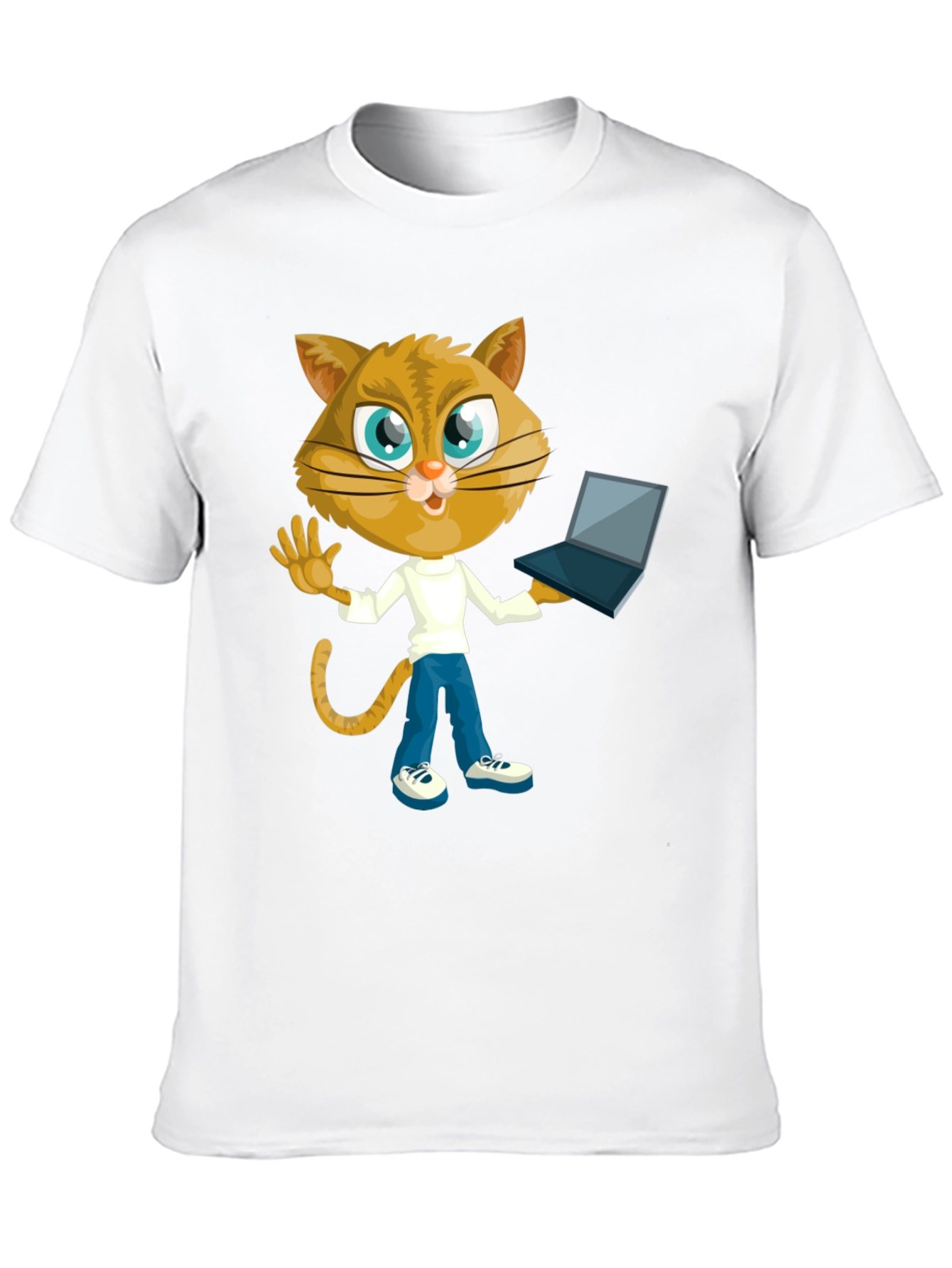 Black Cat Laptop T-Shirt: Funny Graphic Tee for Cat Lovers view 10