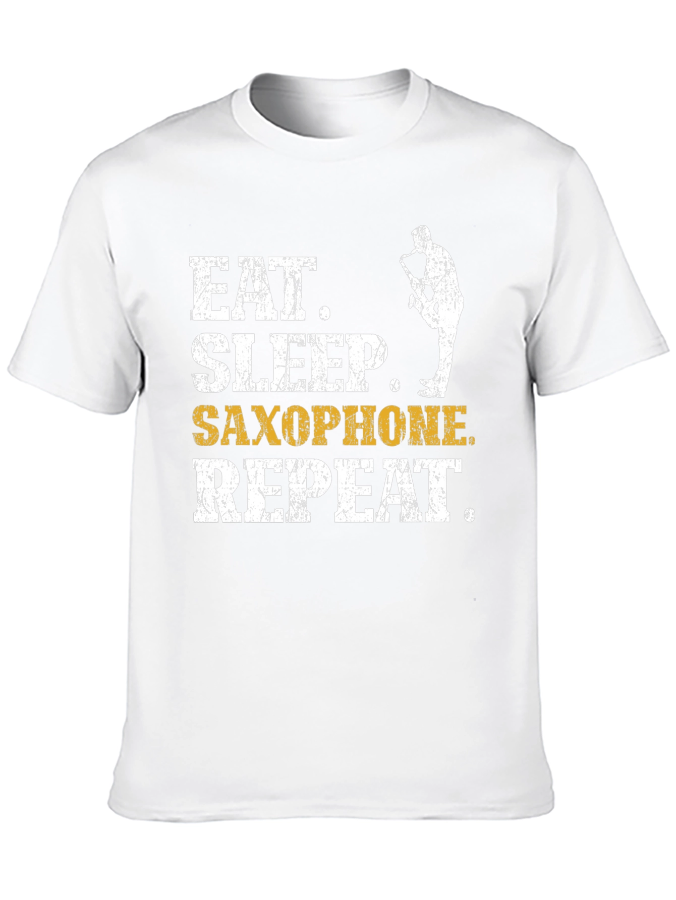 Black Eat Sleep Saxophone Repeat T-Shirt - Musician Tee view 10