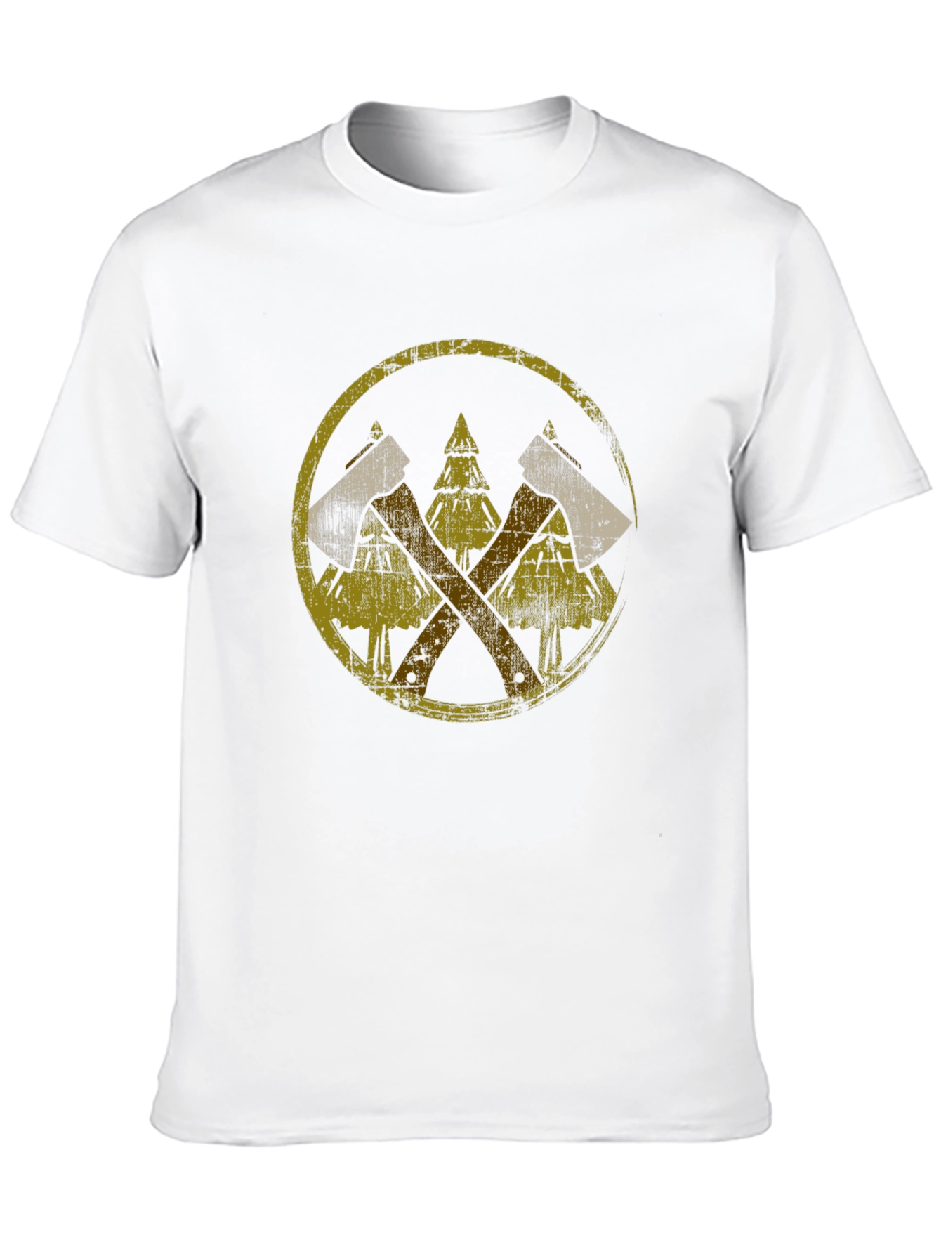 Rustic Axes & Trees Black T-Shirt - Lumberjack Style - 10