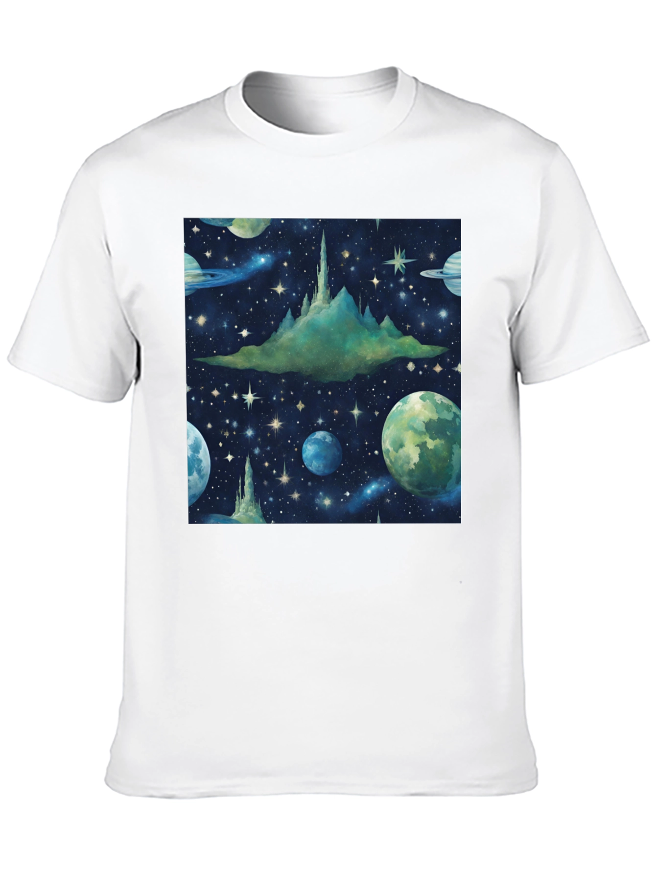 Black Space Castle T-Shirt - Galaxy Print view 10
