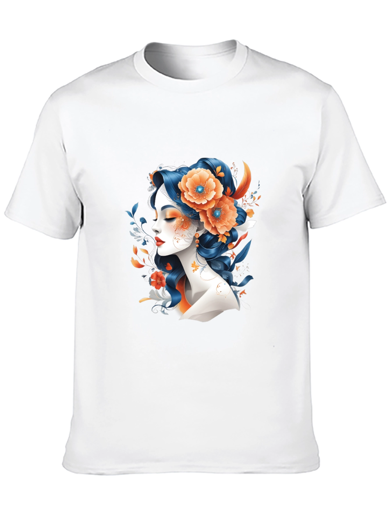 Black Floral Woman Graphic Tee - Black T-Shirt view 10