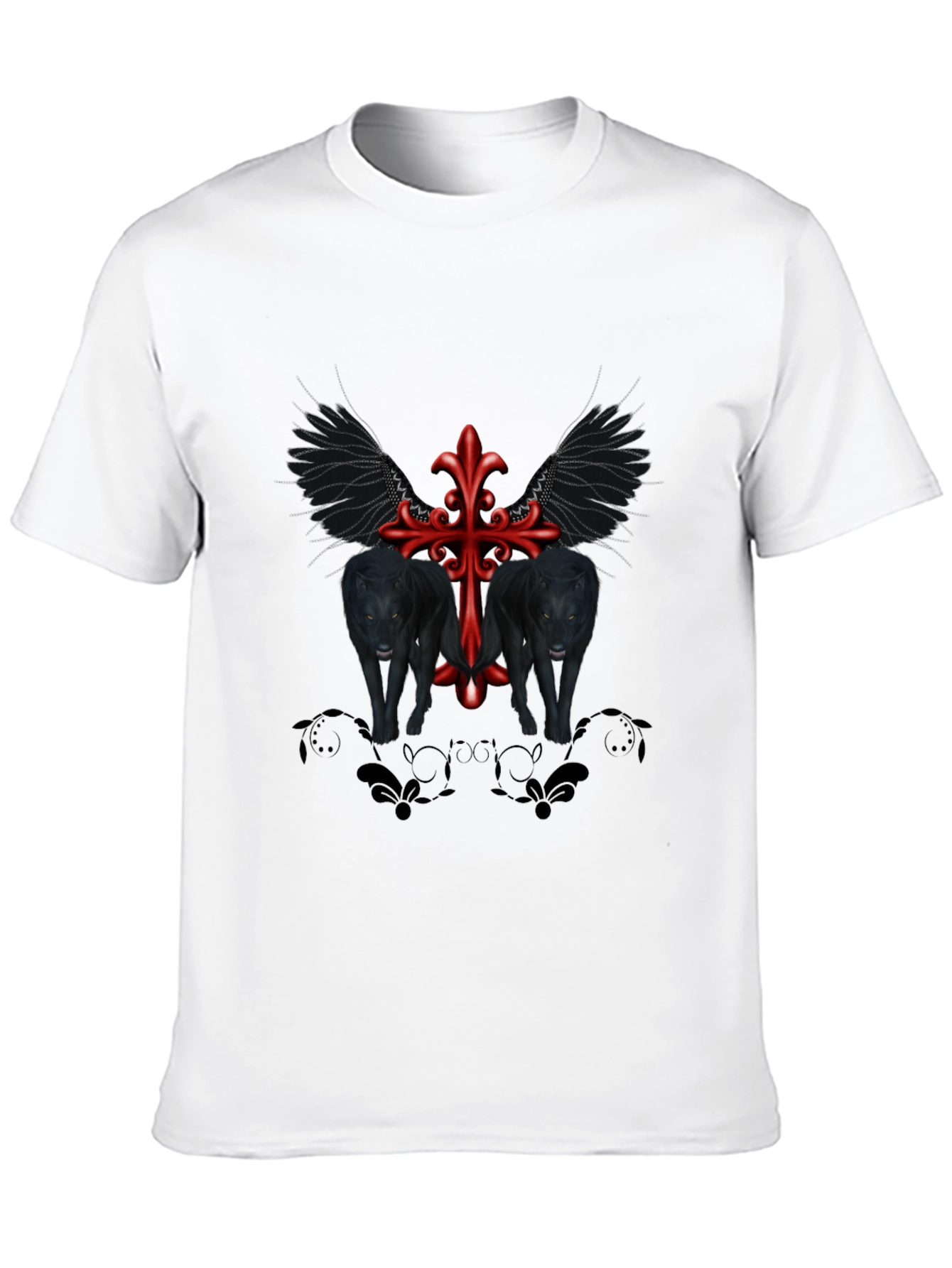 Black Gothic Wolves Cross Tee view 10