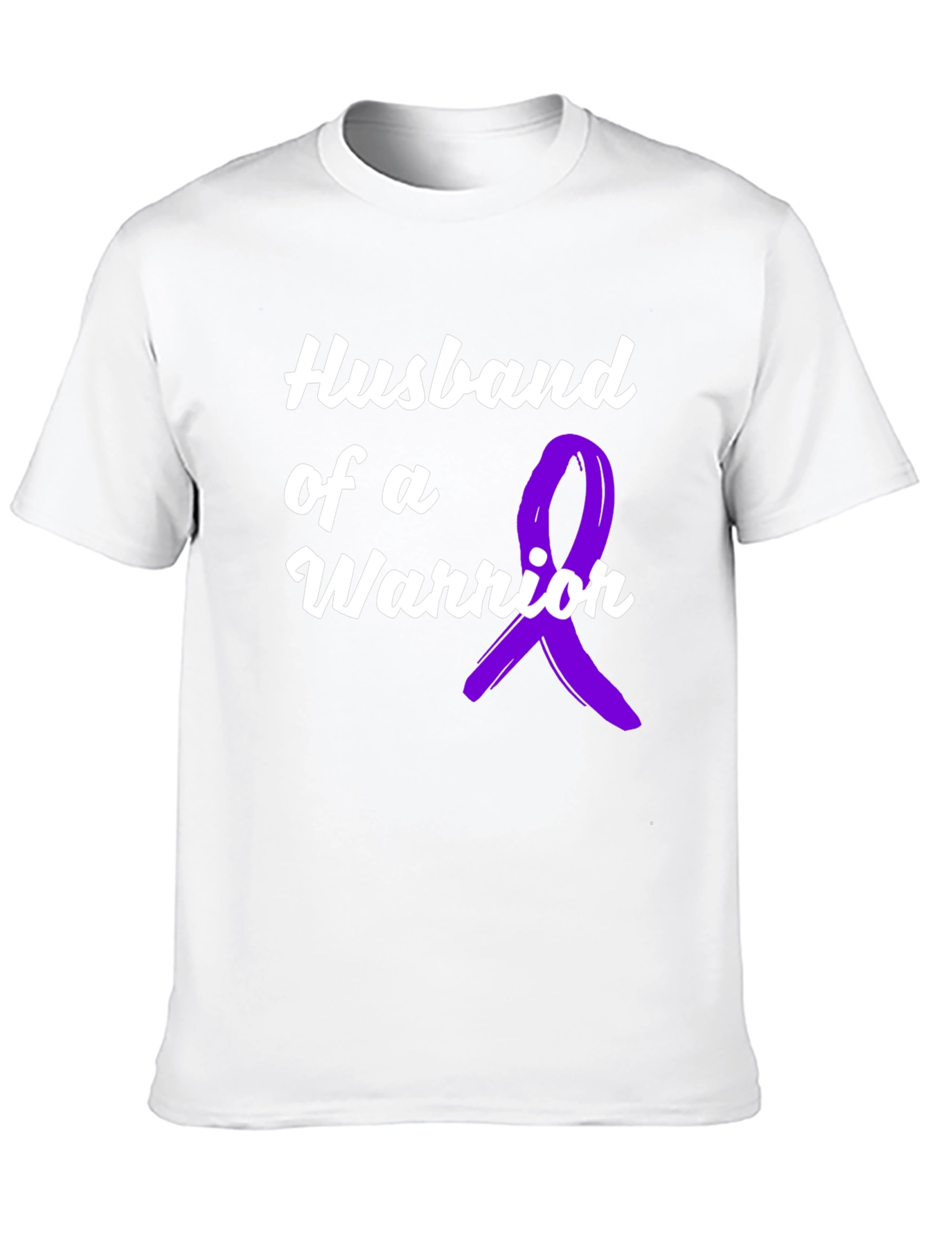Black Husband of a Warrior Black T-Shirt Awareness Purple Ribbon view 10