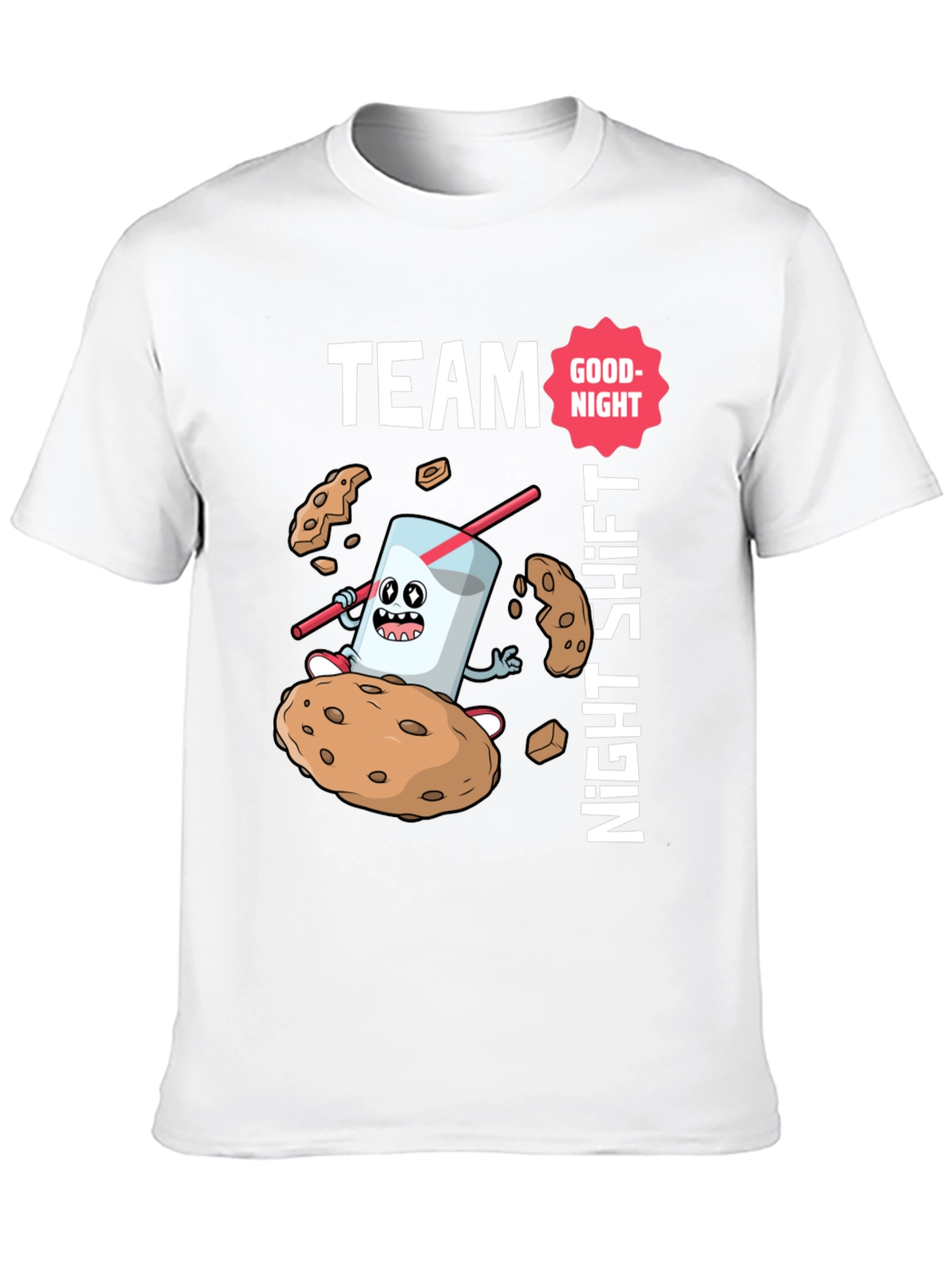 Black Team Night Shift Cookie & Milk T-Shirt view 10