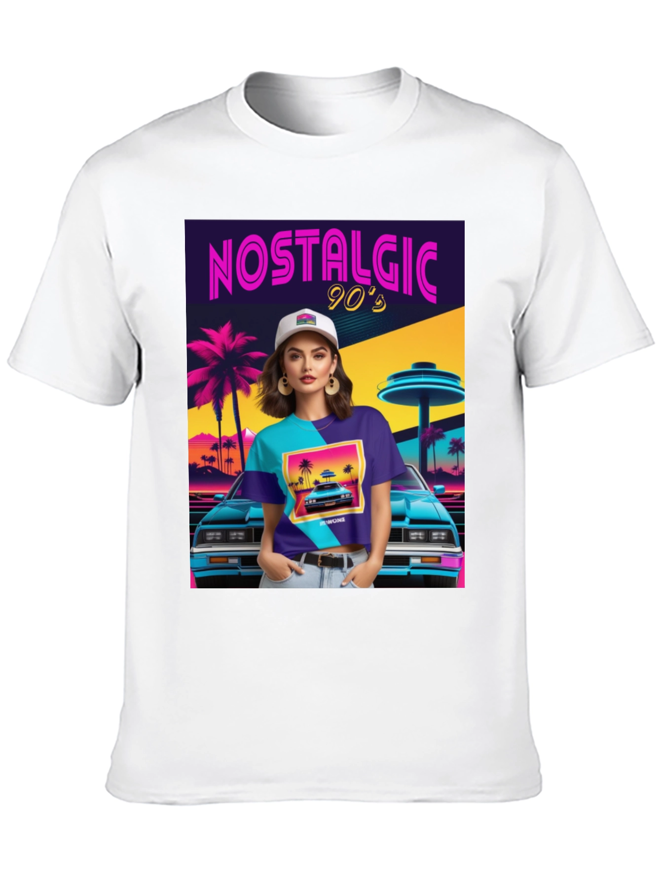 Black Nostalgic 90s Graphic T-Shirt - Retro Design view 10