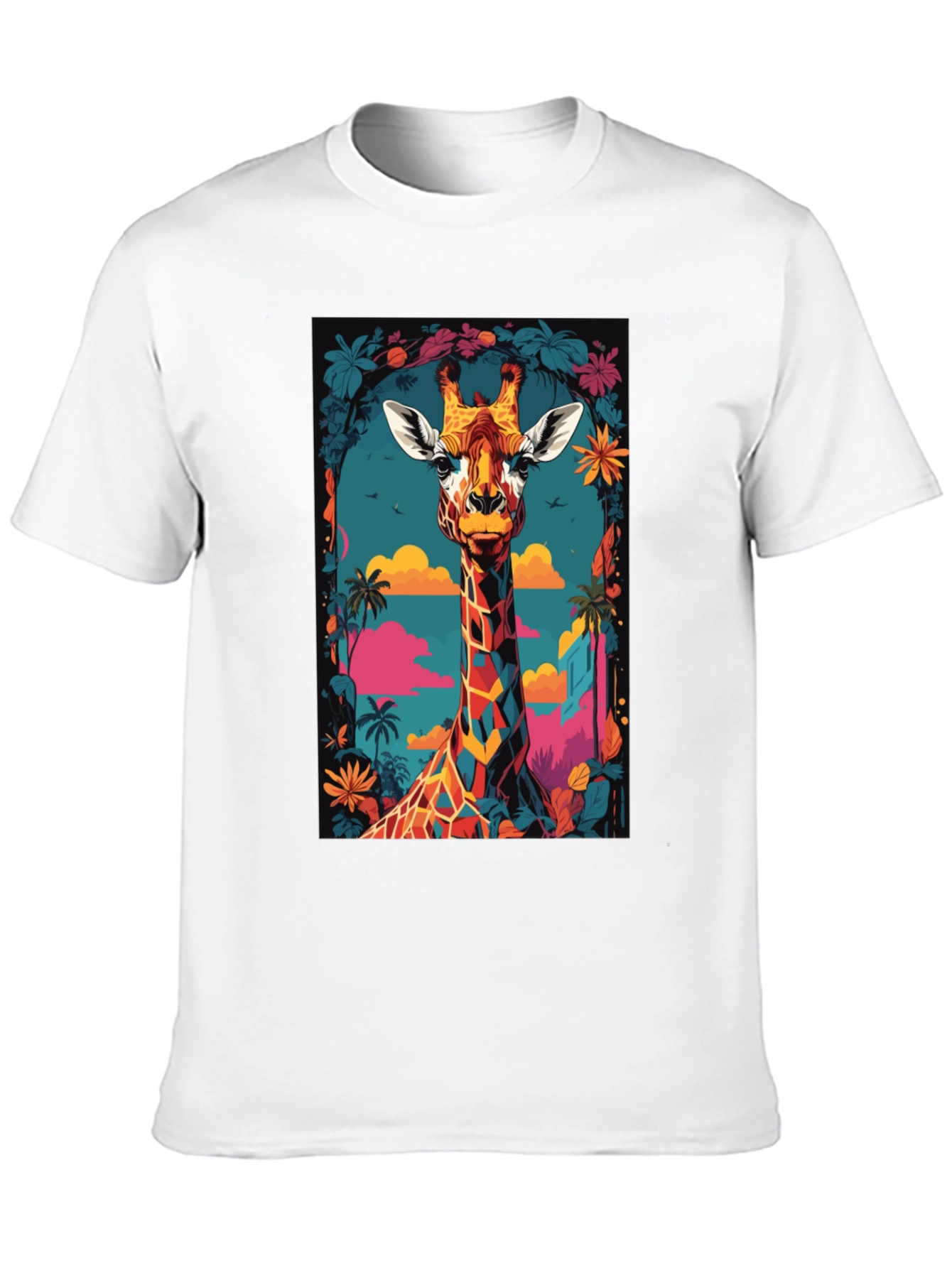 Black Cool Giraffe Graphic Print Black T-Shirt view 10