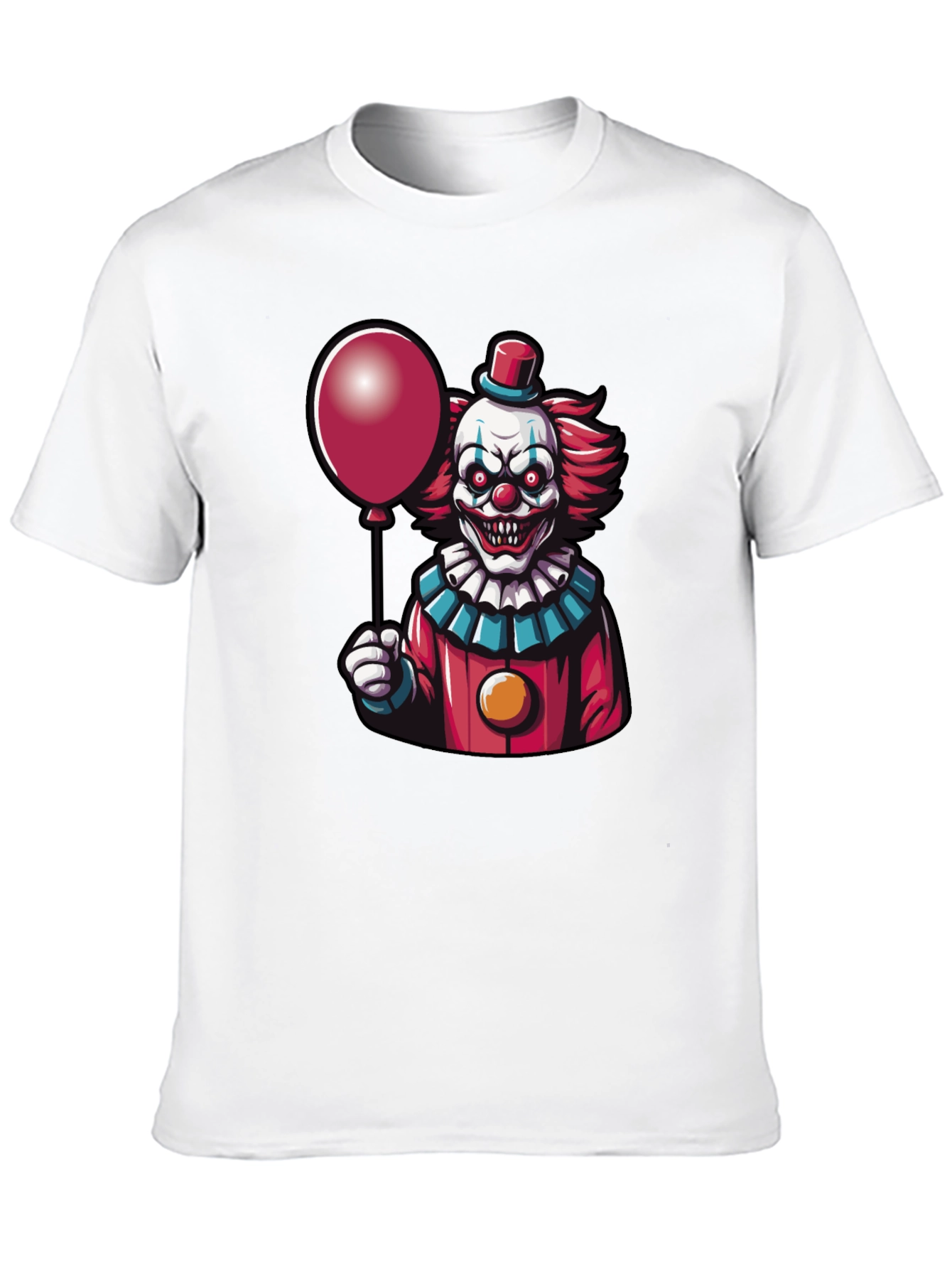 Black Creepy Clown Graphic Tee - Horror Balloon T-Shirt view 10