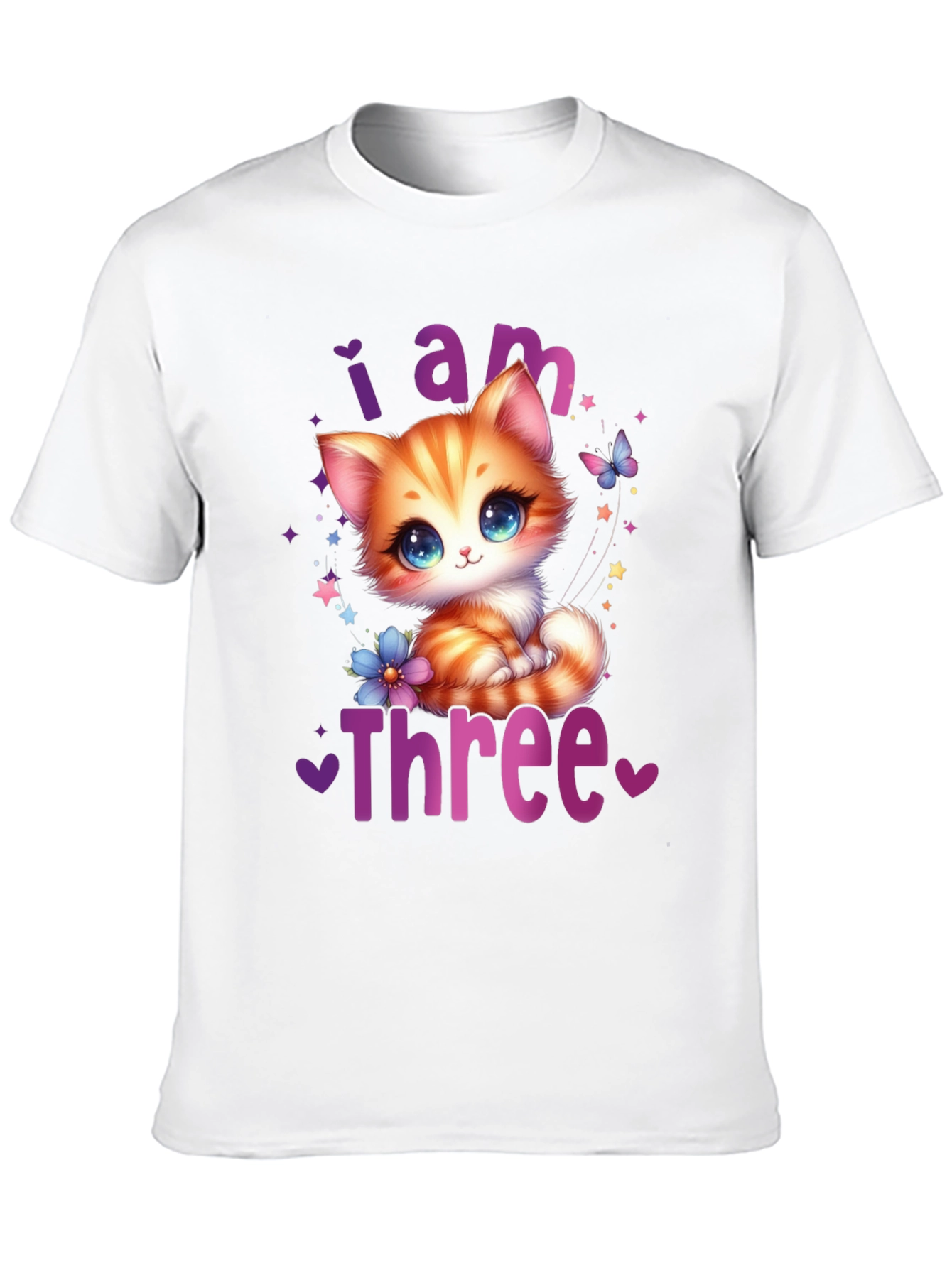 Black Cute "I am Three" Birthday Kitten T-Shirt view 10