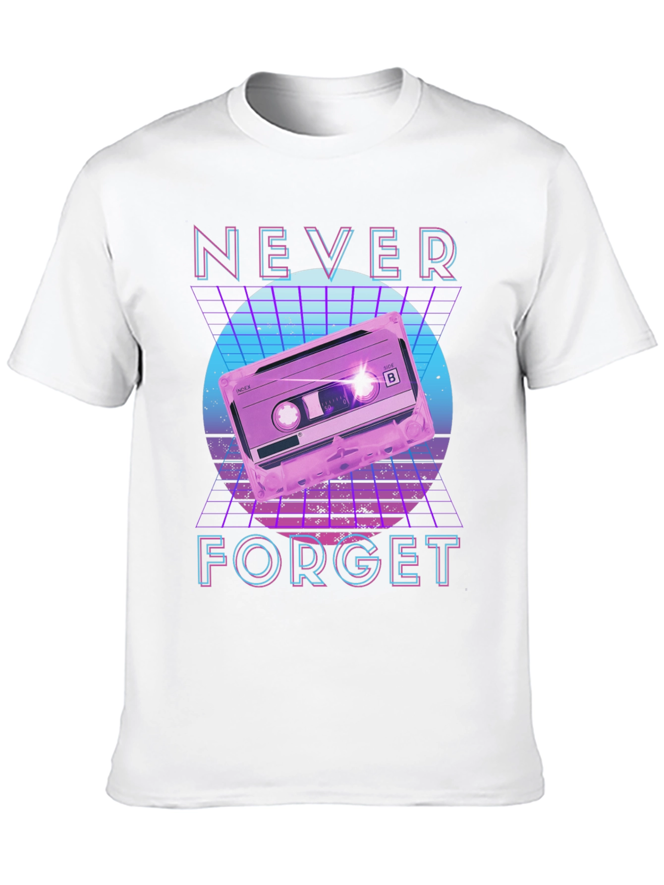Black Retro 80s Cassette Tape Never Forget Graphic Tee view 10