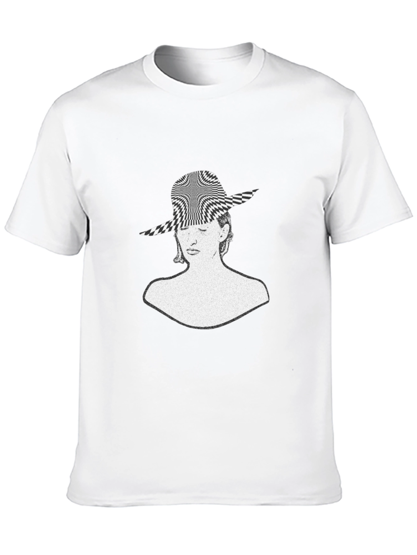 Black Optical Illusion Woman's Face Graphic Tee view 10