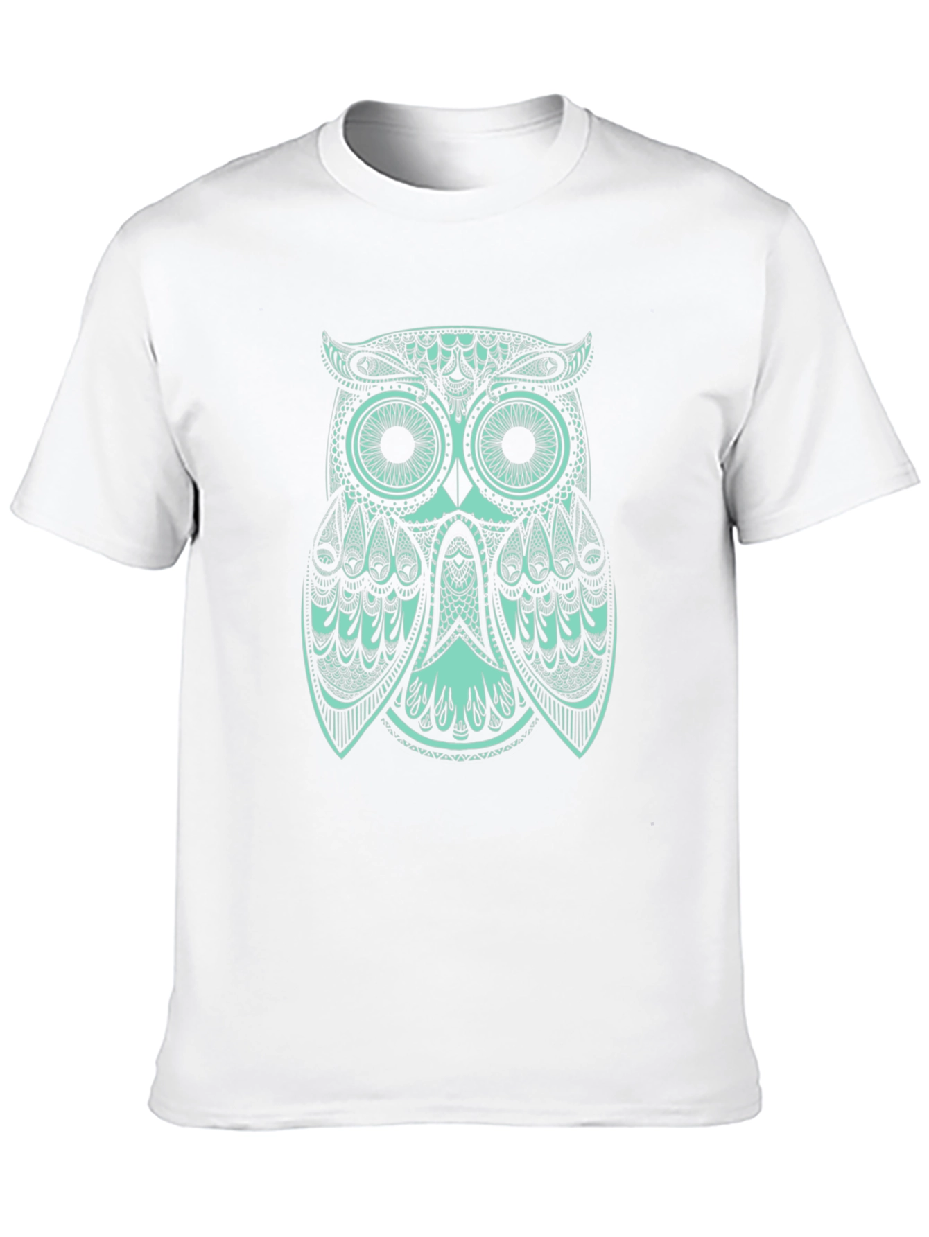 Black Geometric Owl Print Black T-Shirt view 10
