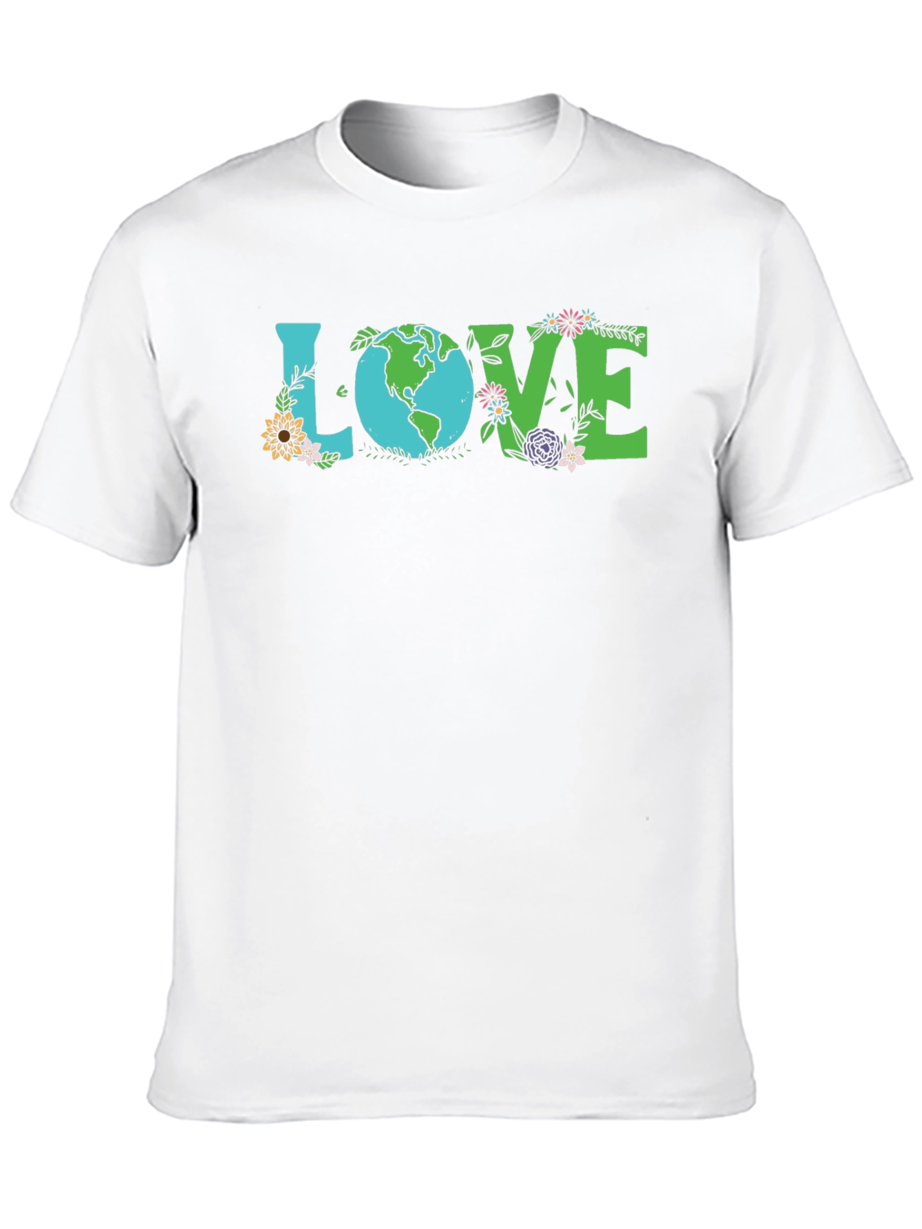 Black Love Earth T-Shirt - Floral Design view 10