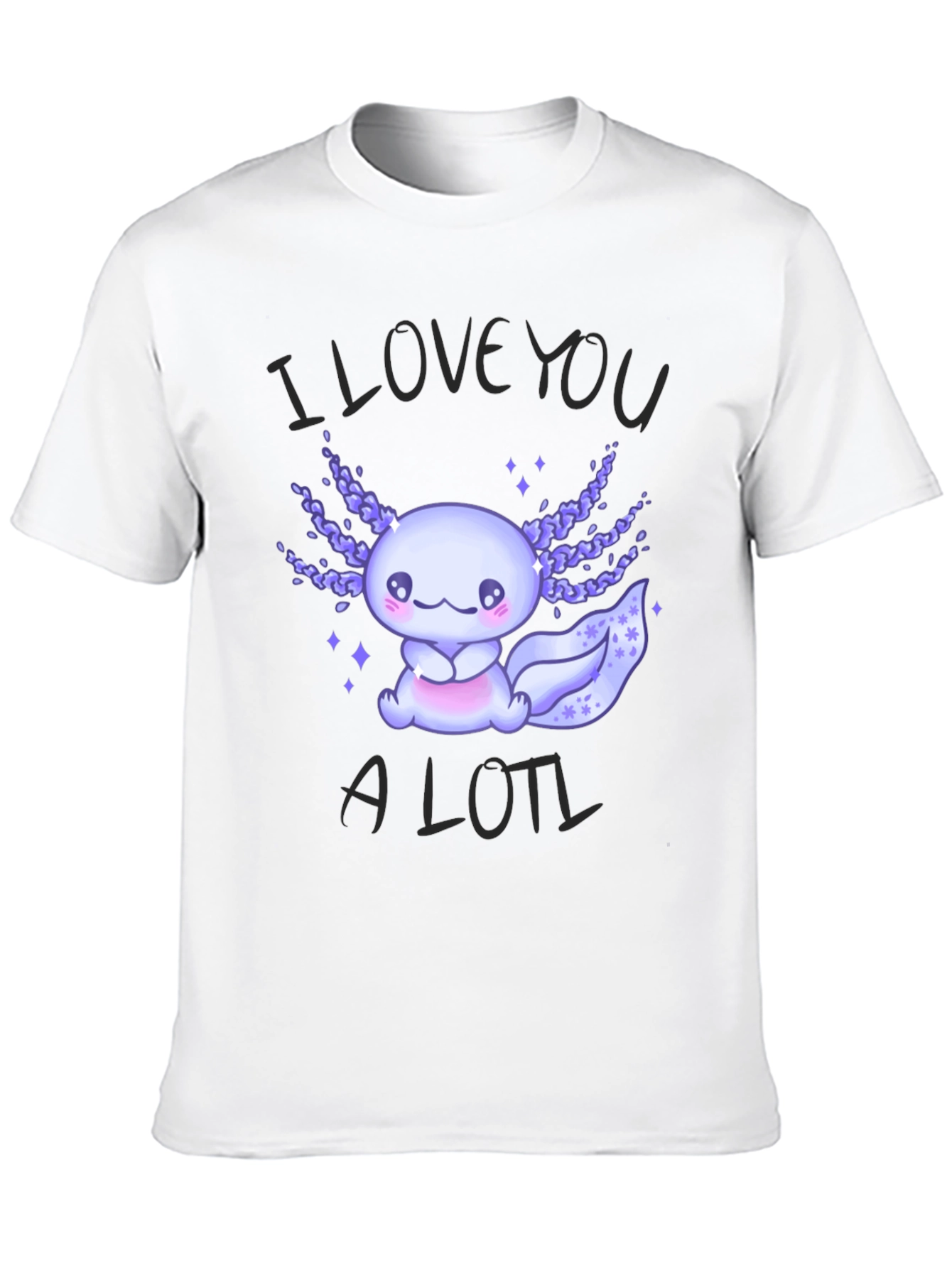 Black Cute Axolotl Graphic T-Shirt - I Love You A Lotl view 10