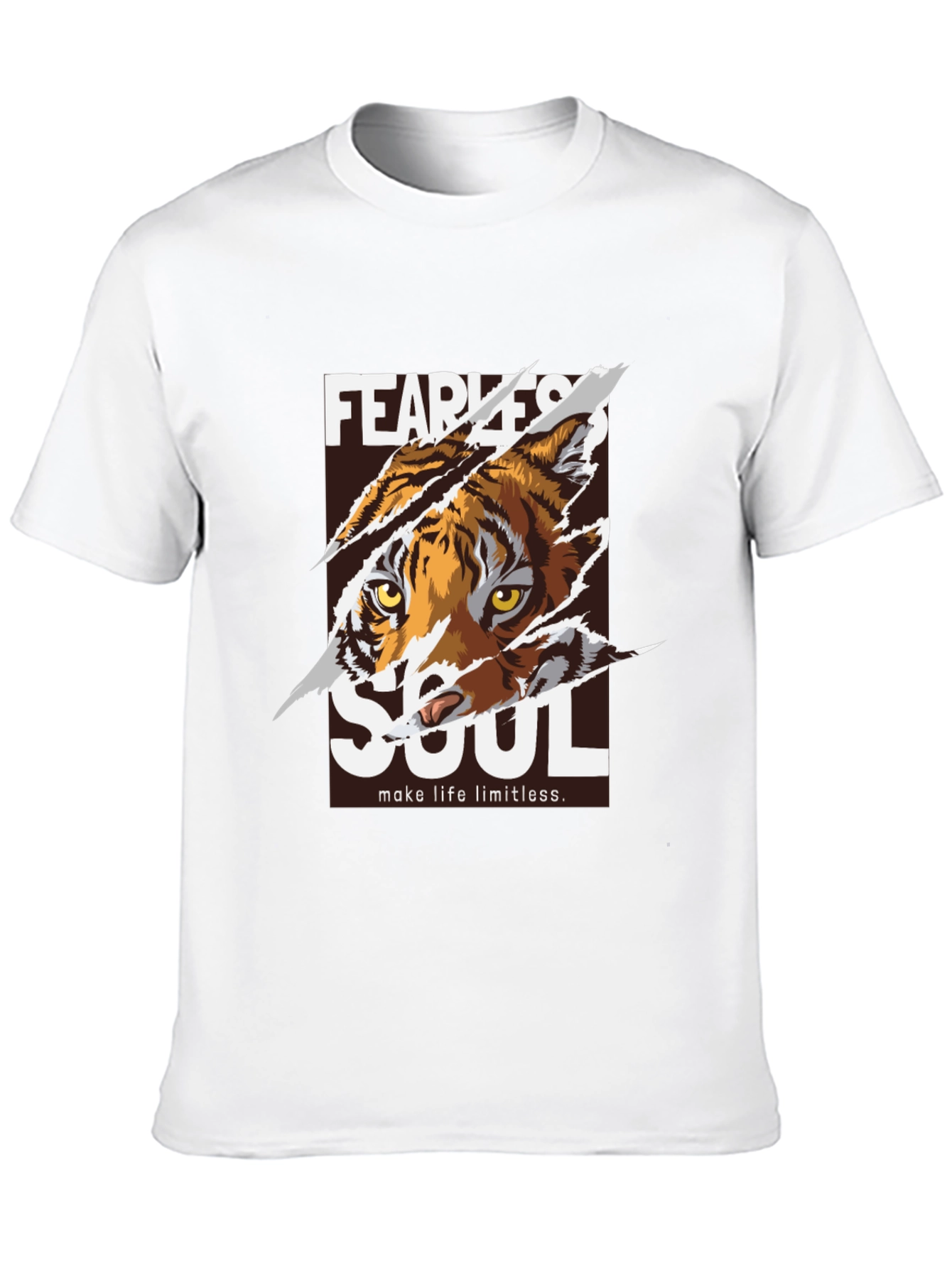 Black Fearless Soul Tiger Graphic Black T-Shirt view 10