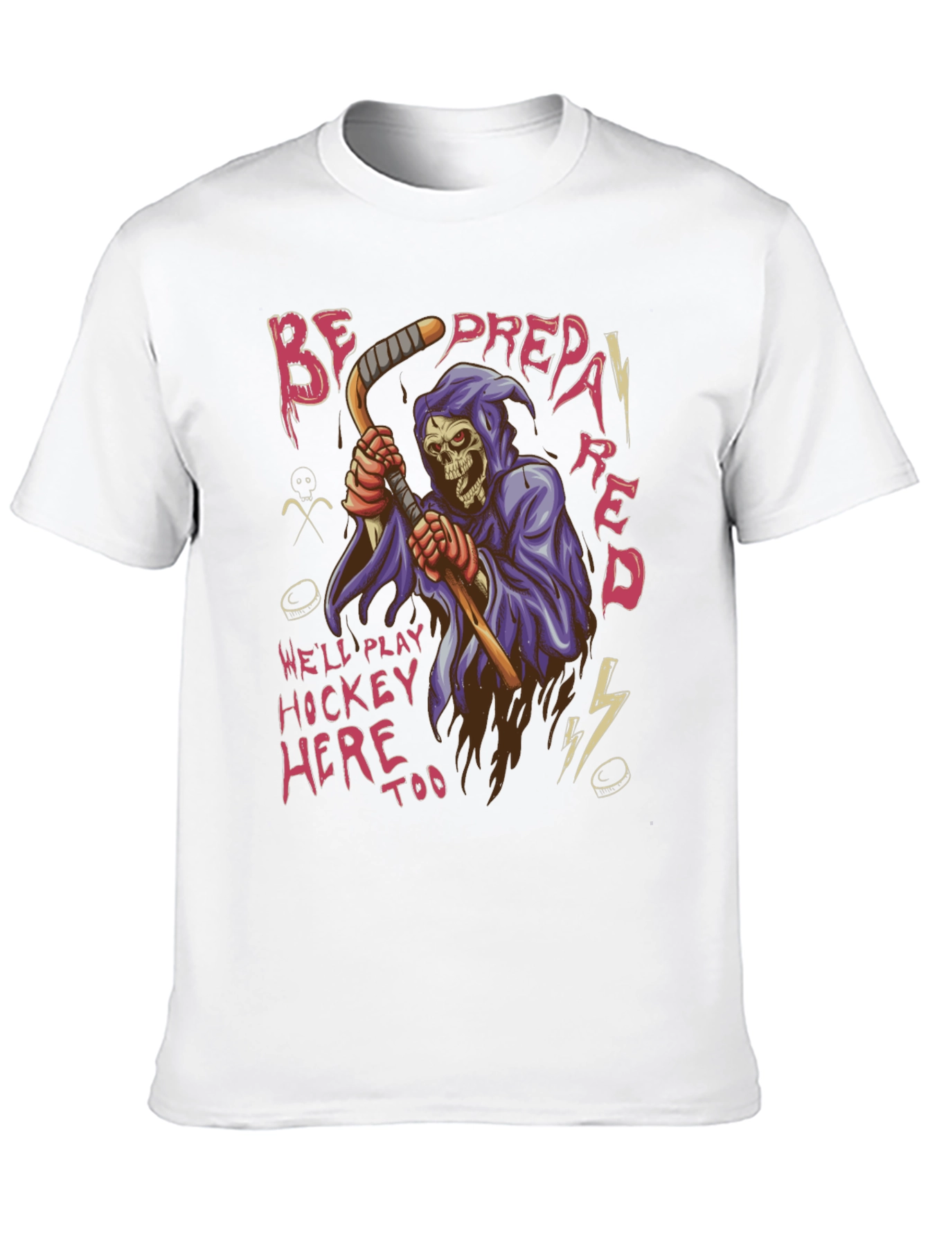 Black Hockey Grim Reaper Graphic T-Shirt view 10