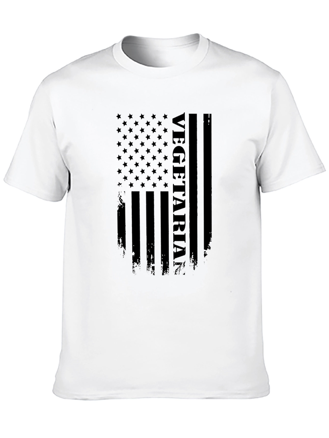 Black Vegetarian American Flag Graphic T-Shirt - Black view 10