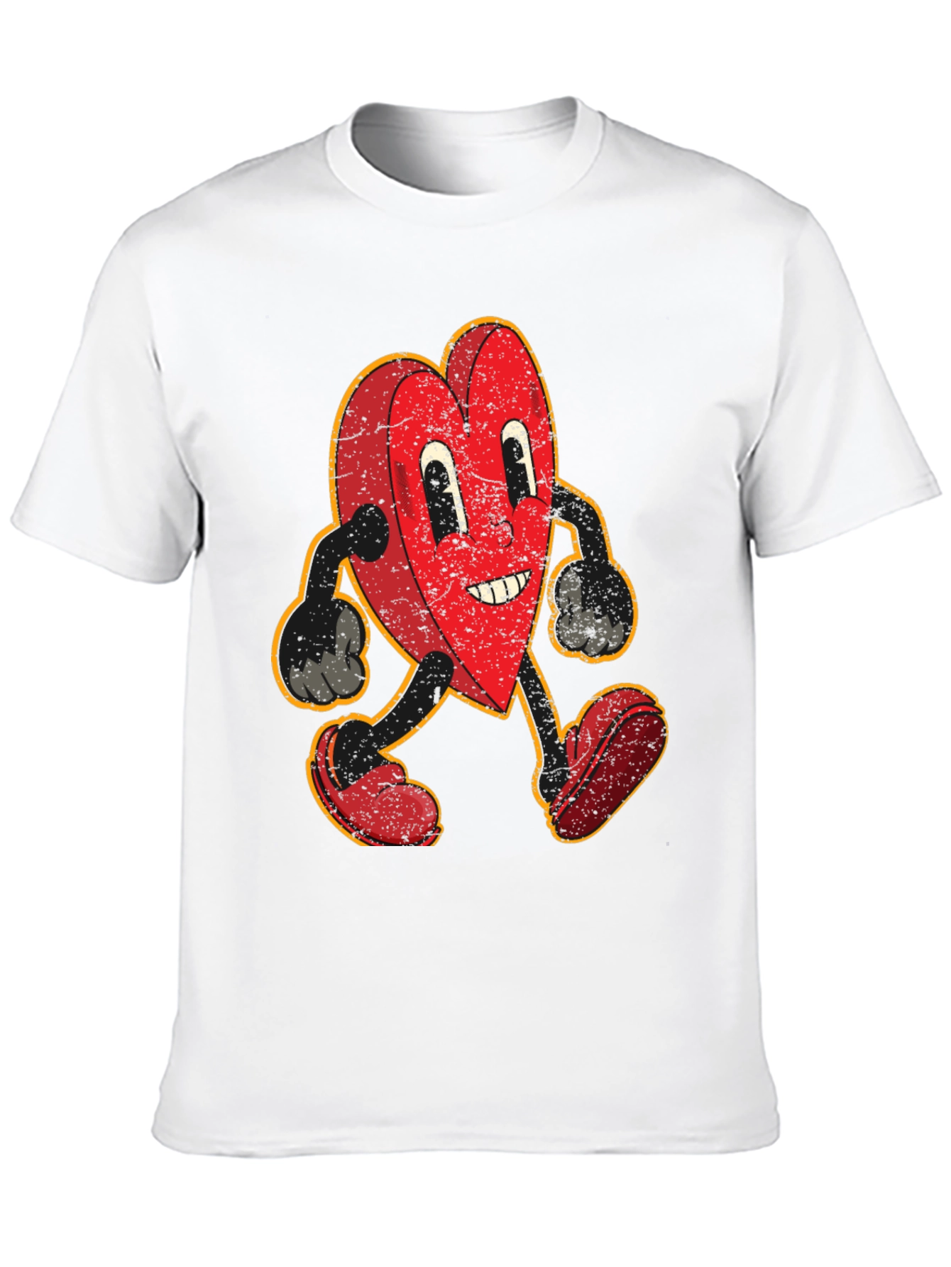 Black Retro Heart Cartoon Graphic T-Shirt view 10