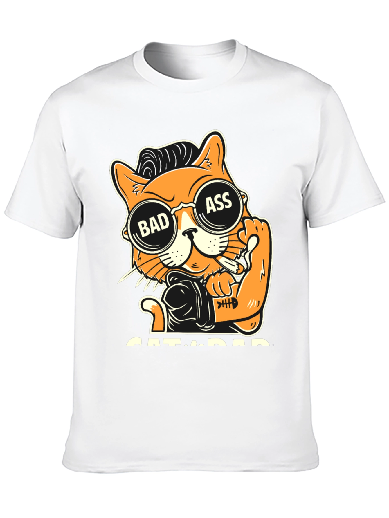 Black Bad Ass Cat Dad Graphic T-Shirt view 10