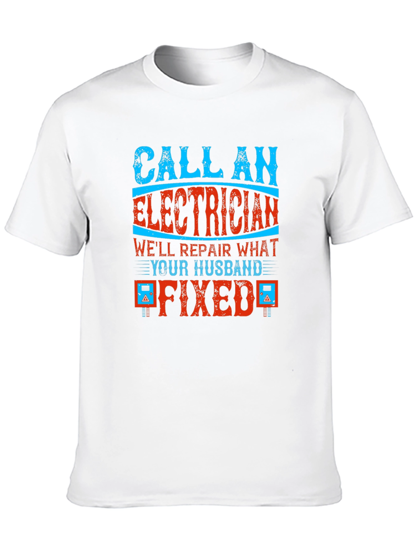 Black Electrician Humor Graphic T-Shirt - Husband Fixed It! view 10