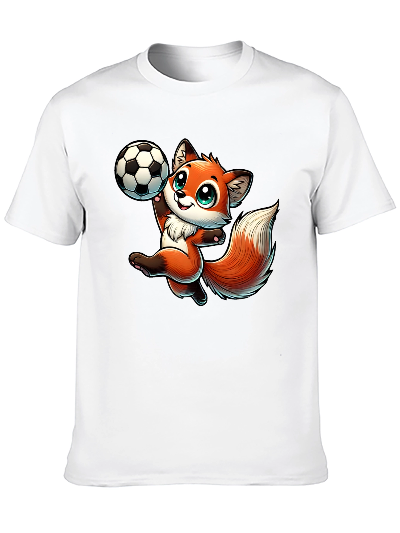 Black Cartoon Fox Soccer T-Shirt view 10