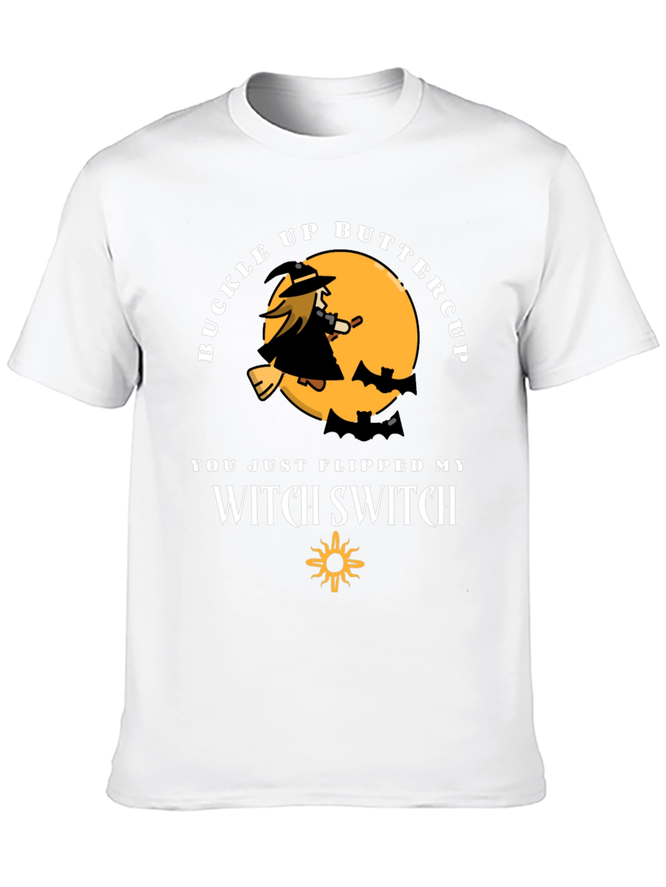 Black Buckle Up Buttercup Witch T-Shirt view 10