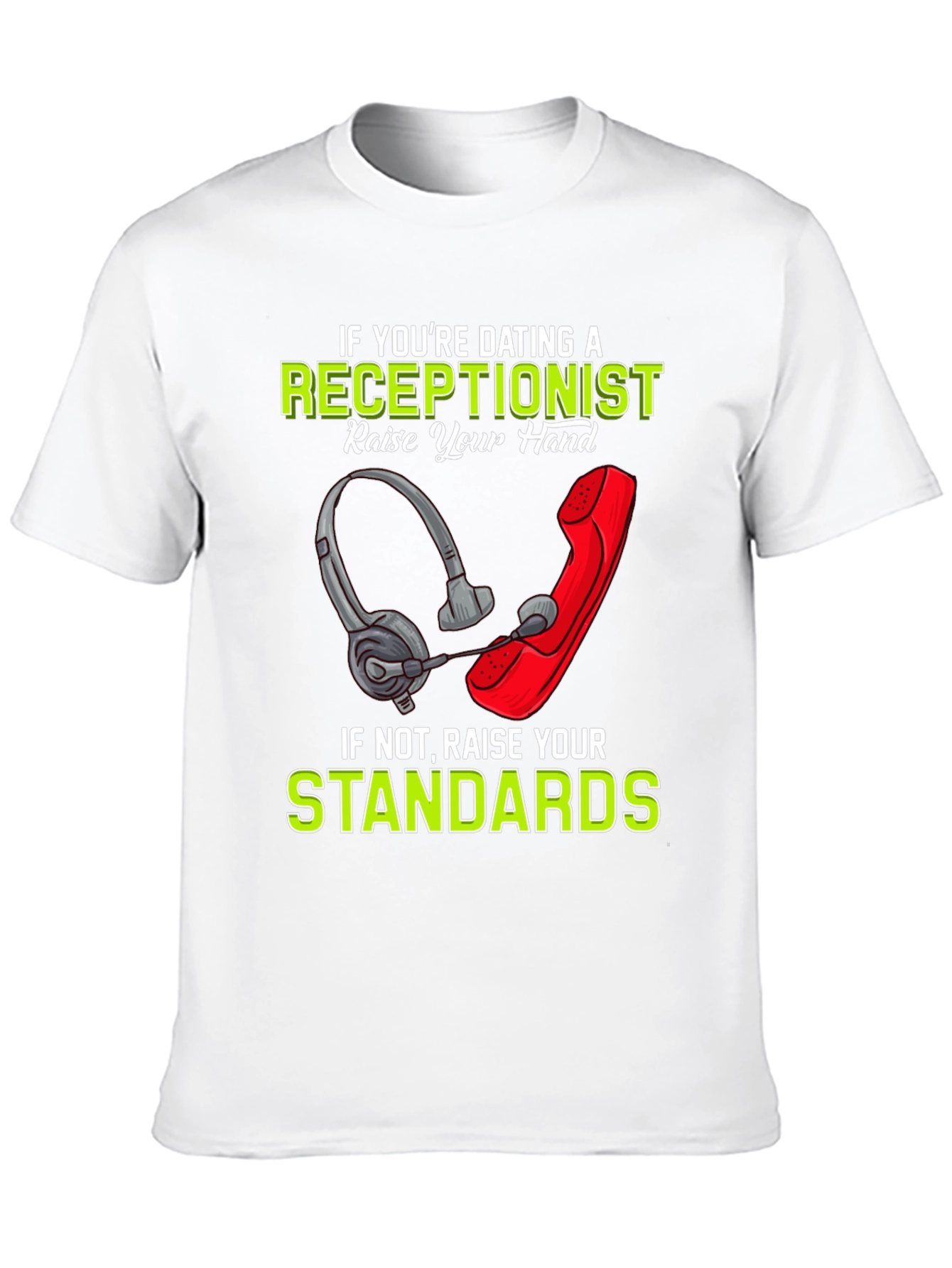 Black Receptionist Humor T-Shirt: Dating Standards Graphic Tee view 10