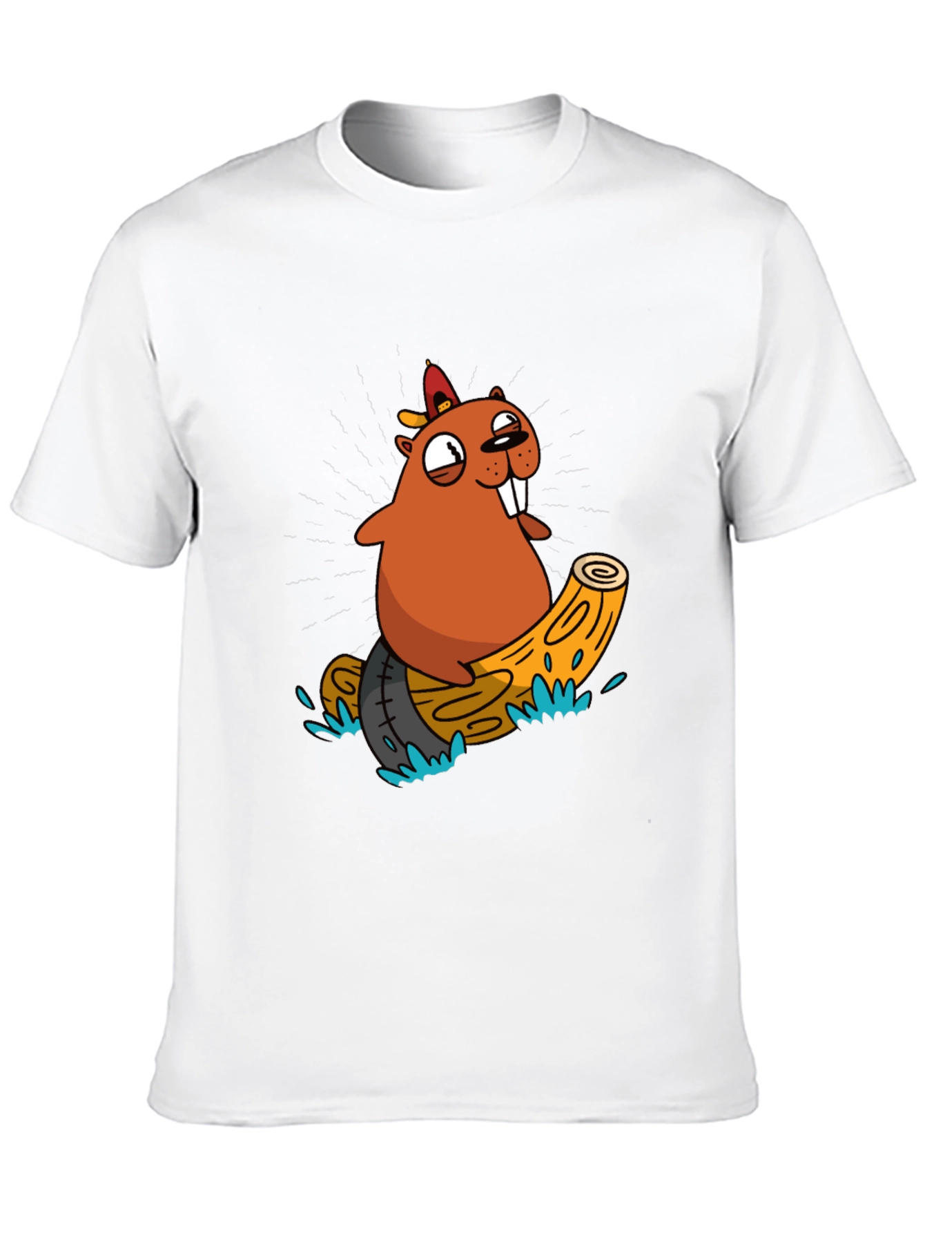 Black Cartoon Beaver T-Shirt view 10