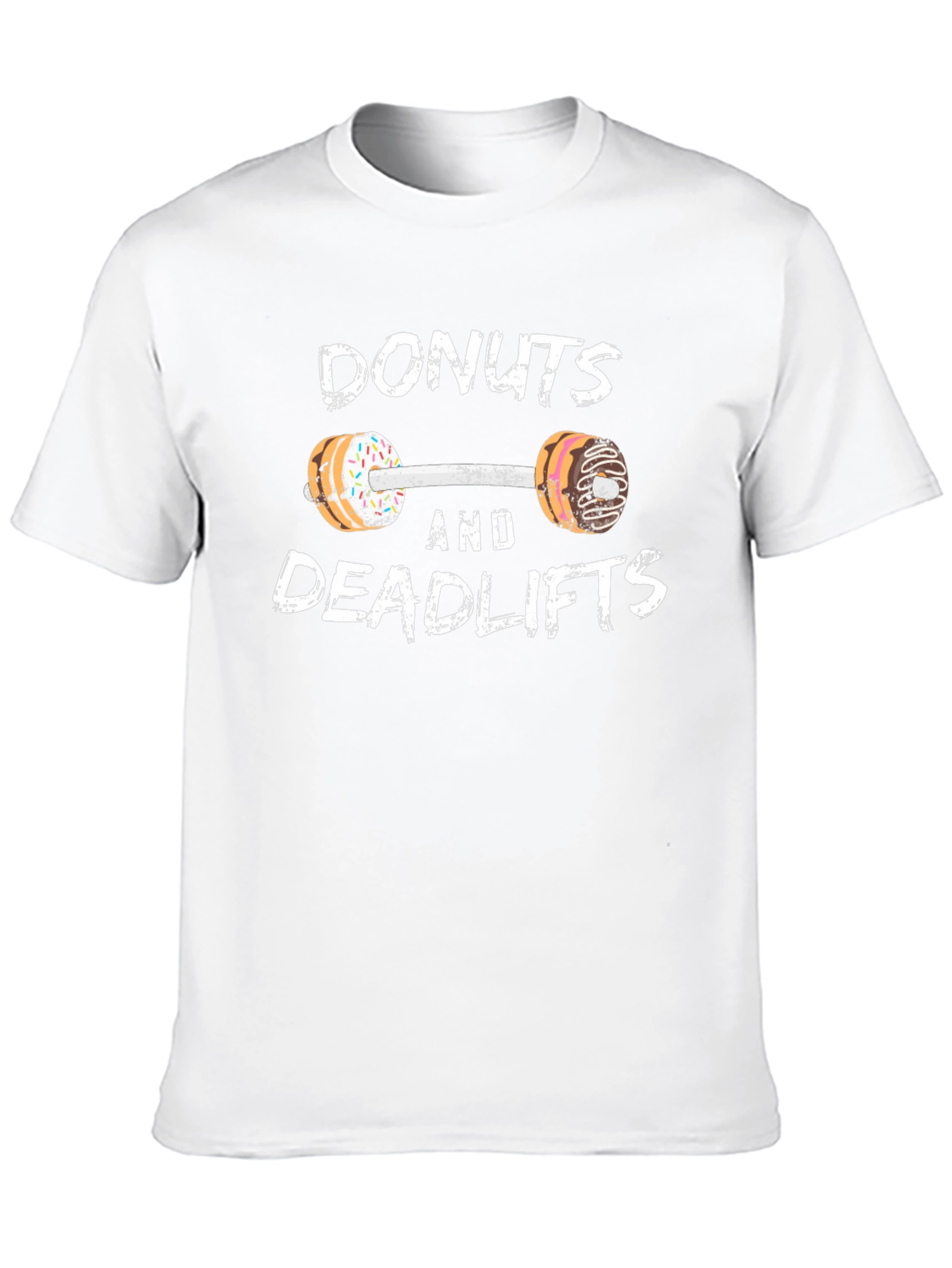 Black Donuts and Deadlifts Funny Workout Gym T-Shirt view 10