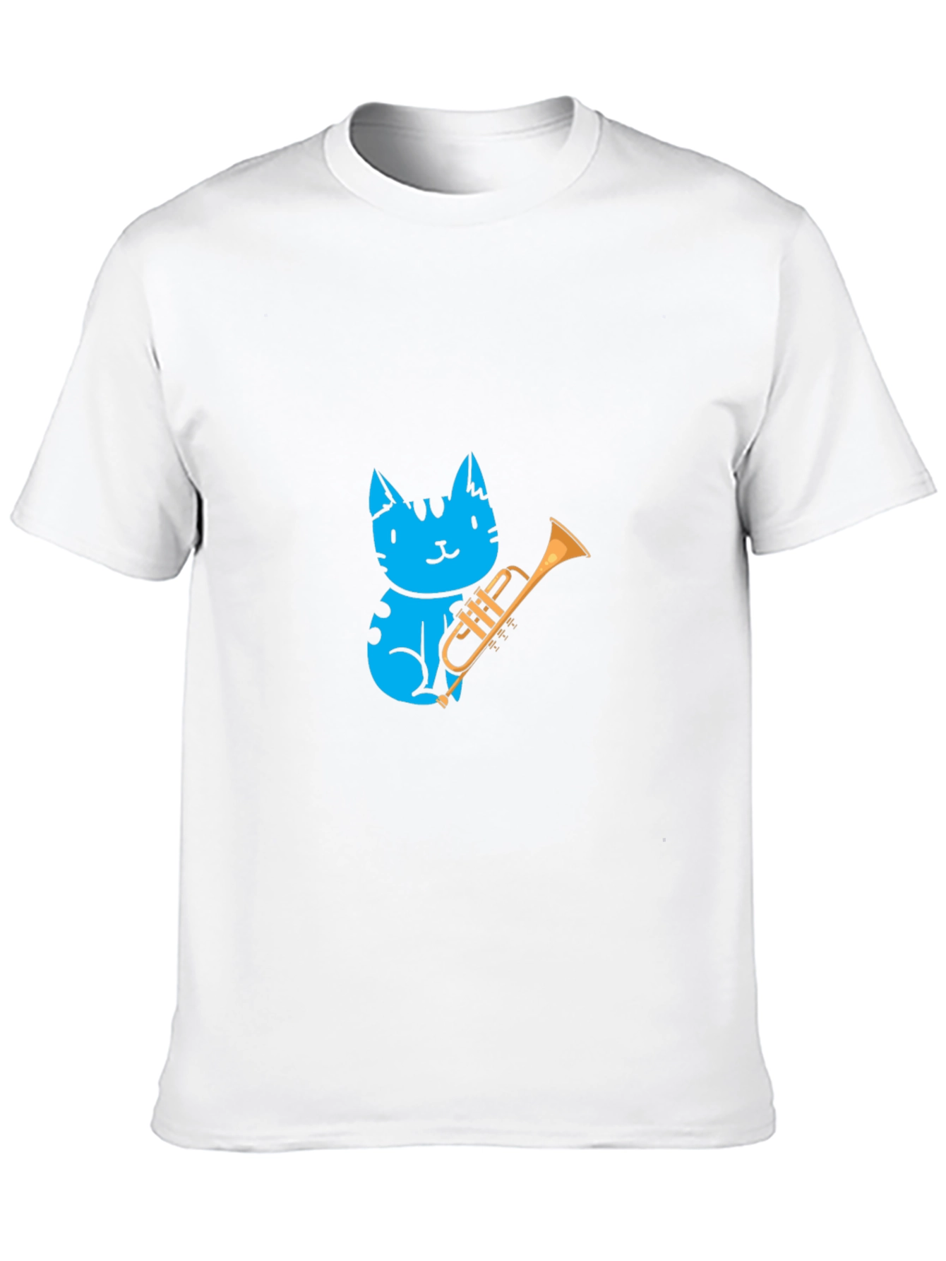 Black Blue Cat Trumpet Player Graphic Tee view 10