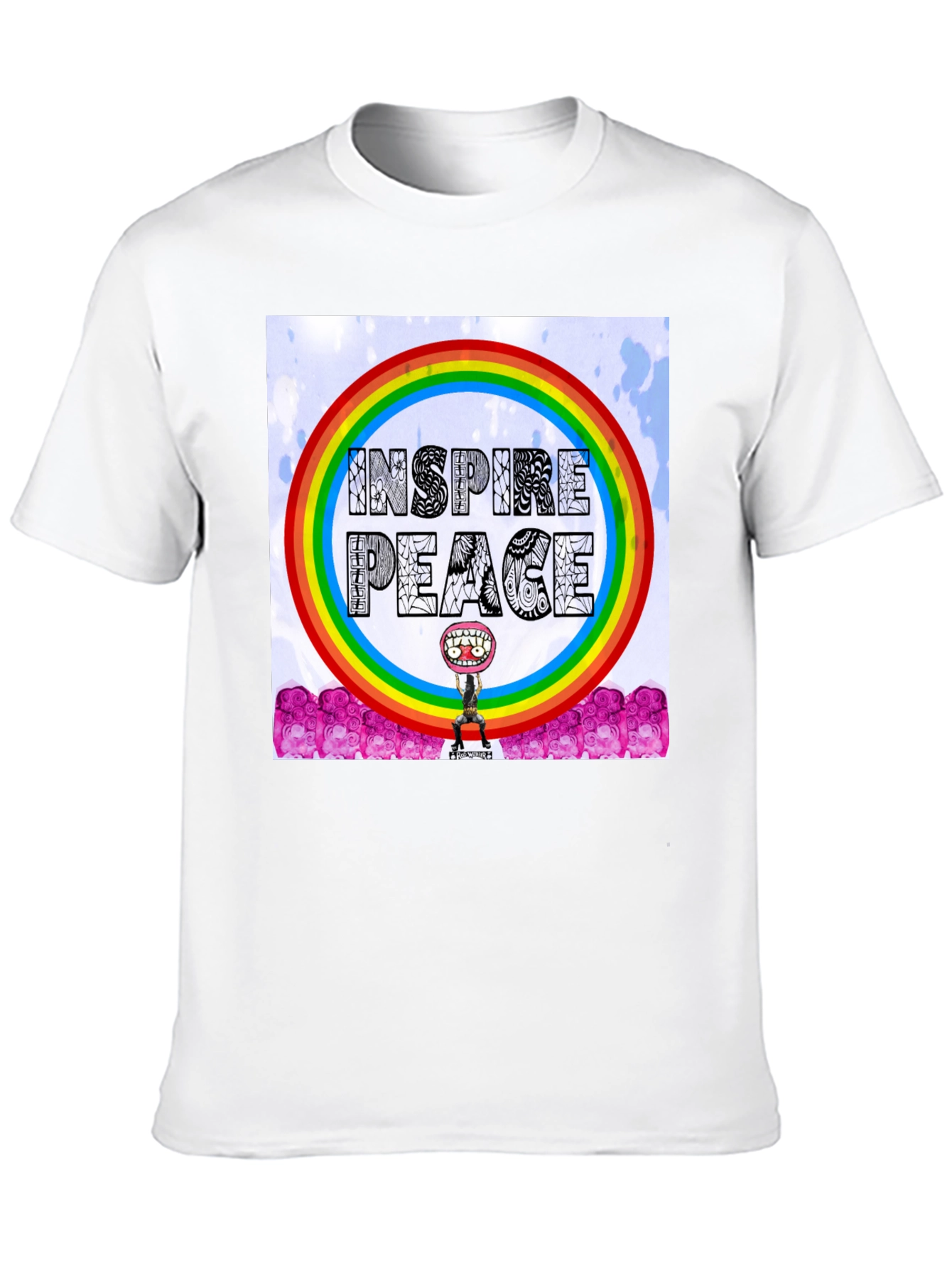 Black Inspire Peace Graphic Tee - Rainbow Design view 10
