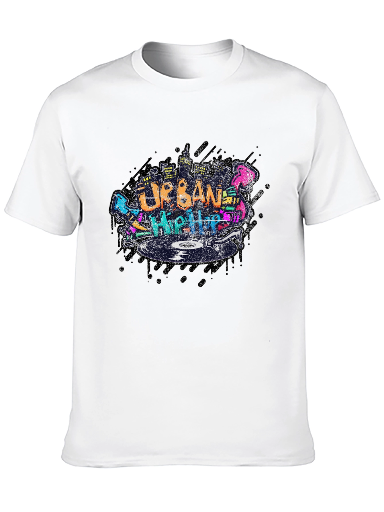 Black Urban Hip Hop Graphic Black T-Shirt view 10