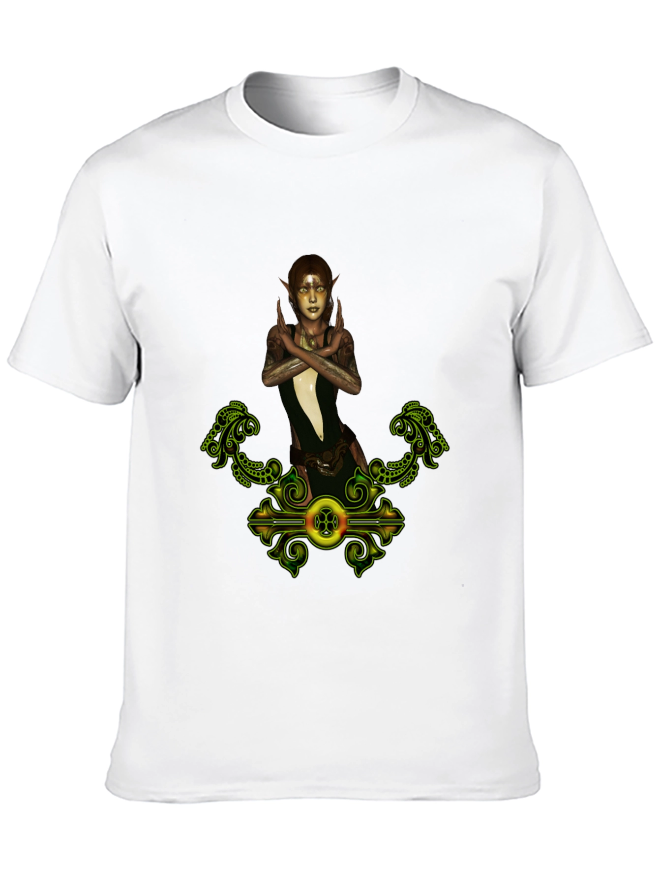 Black Elf Maiden Graphic Tee - Fantasy Print Shirt view 10