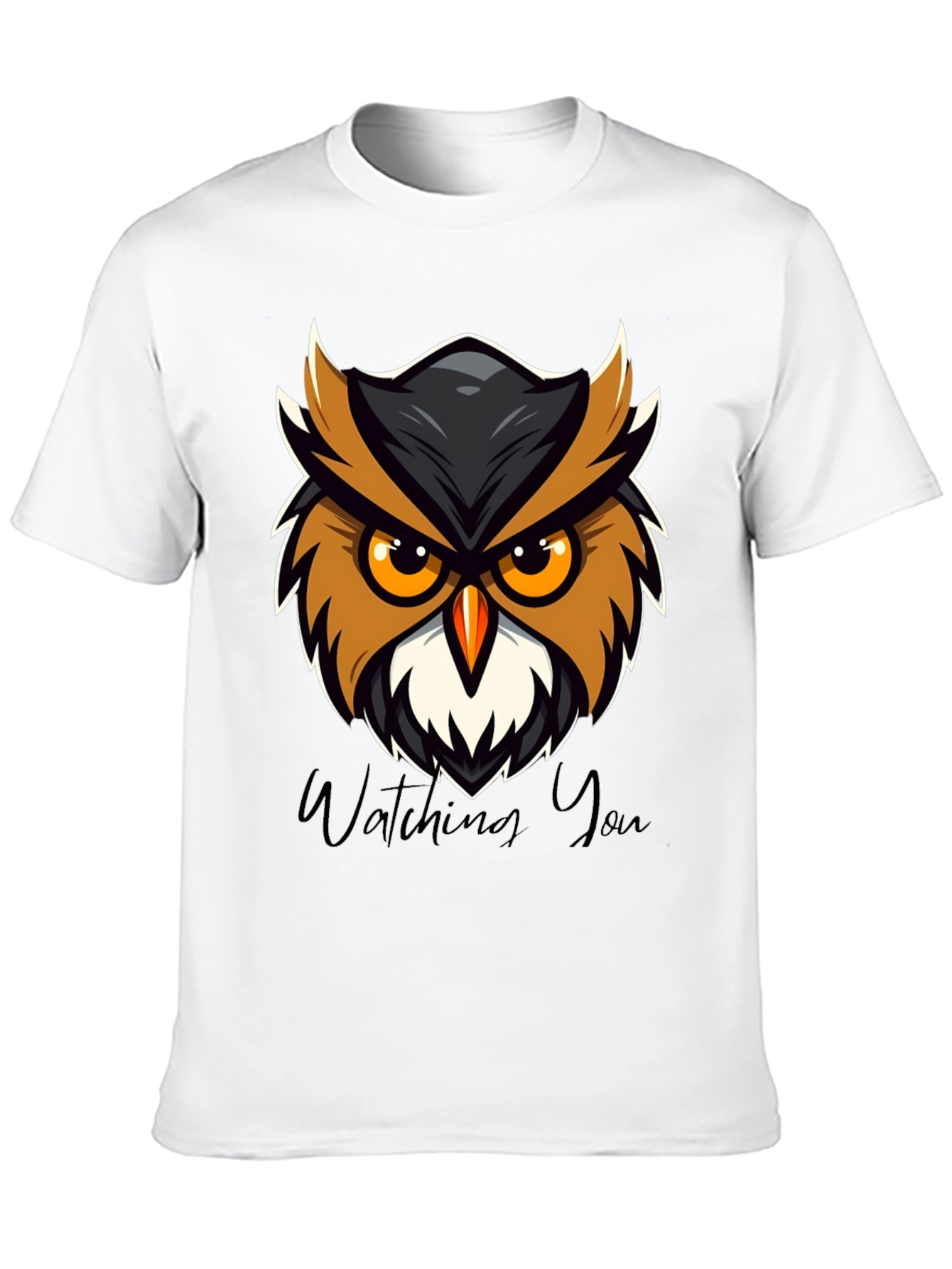 Black Men's Black Owl Graphic Tee - Watching You Design view 10