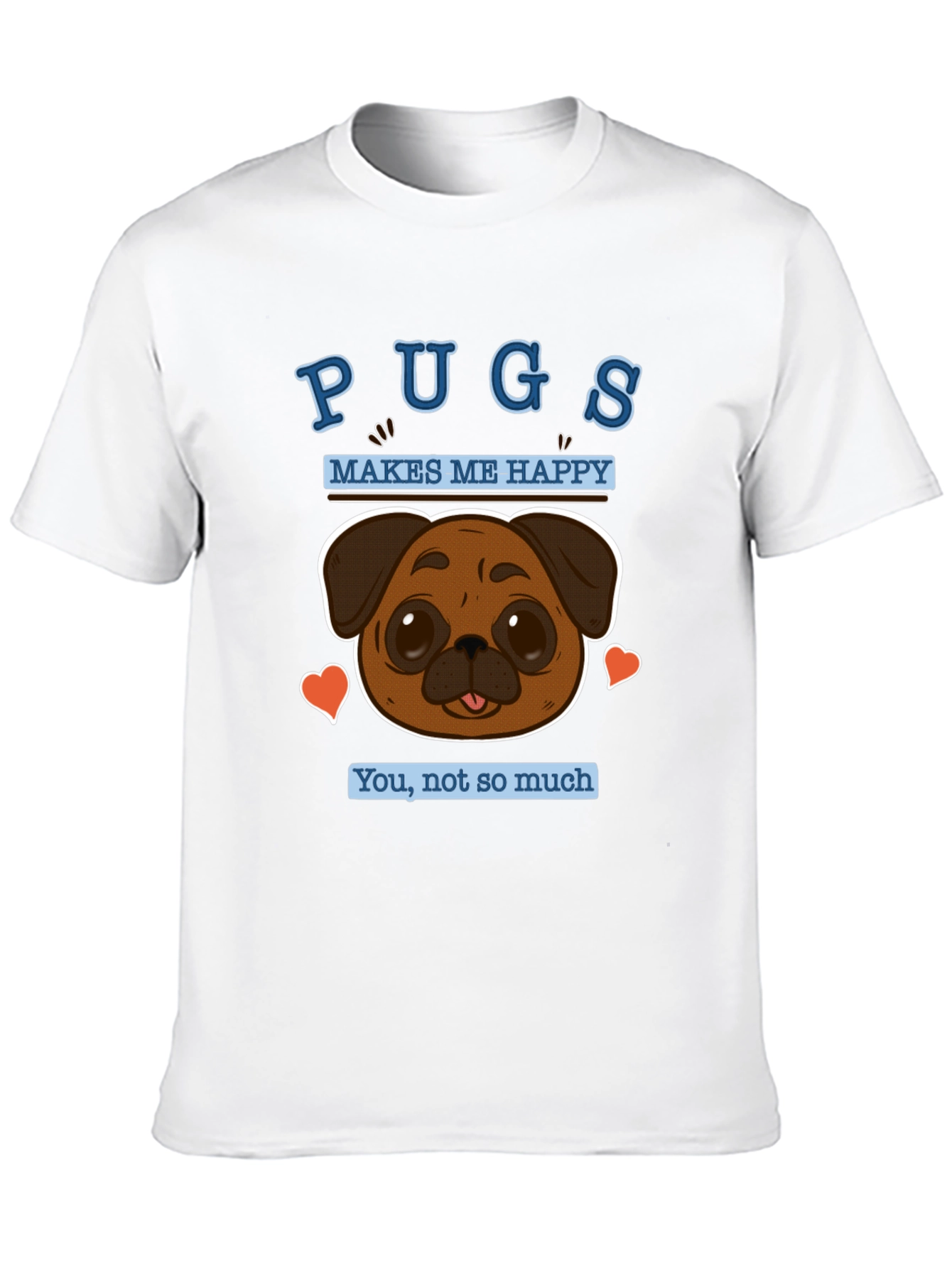 Black Pugs Make Me Happy Graphic Tee - Soft Cotton Casual Wear view 10