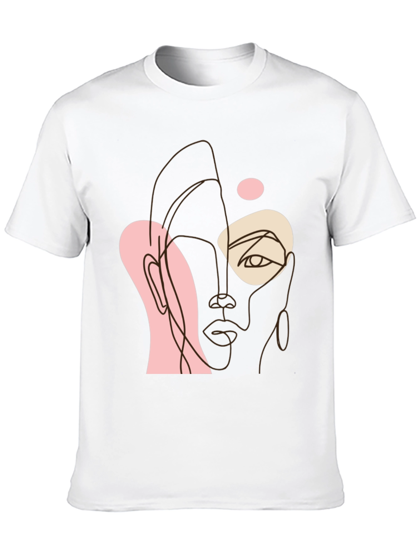 Black Abstract Face Line Art Black Tee view 10