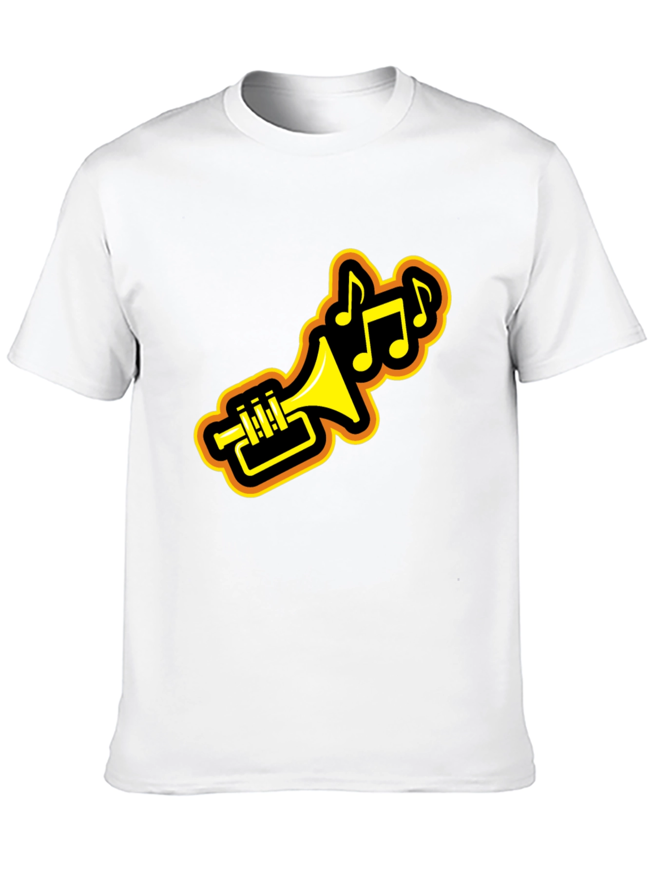 Black Trumpet Music Notes Black Graphic Tee view 10