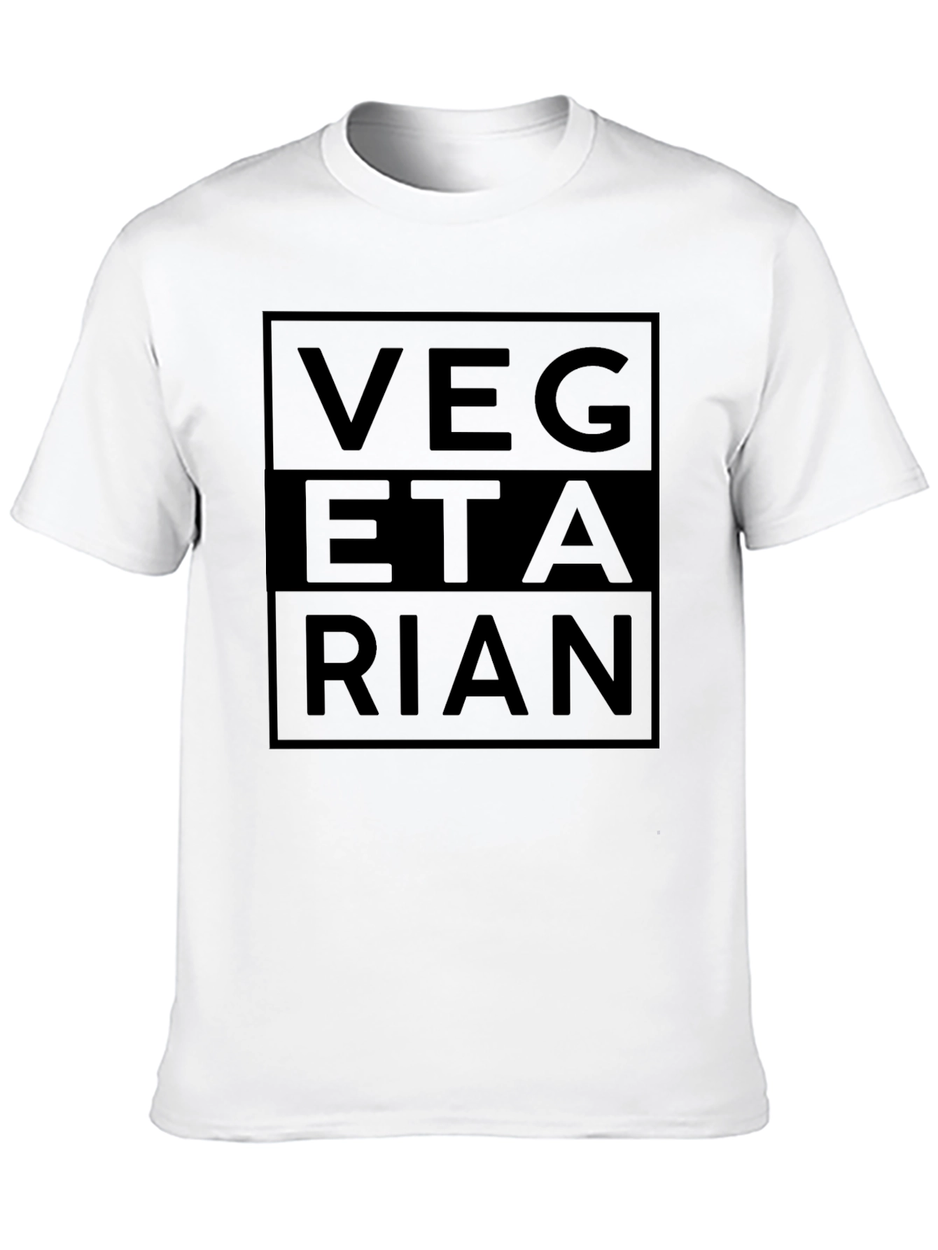 Black Vegetarian Statement Graphic Tee - Black Cotton Casual Wear view 10