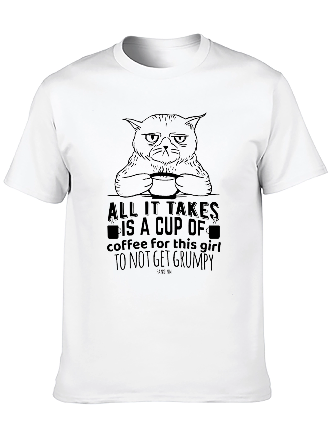 Black Grumpy Cat Coffee Lover T-Shirt view 10