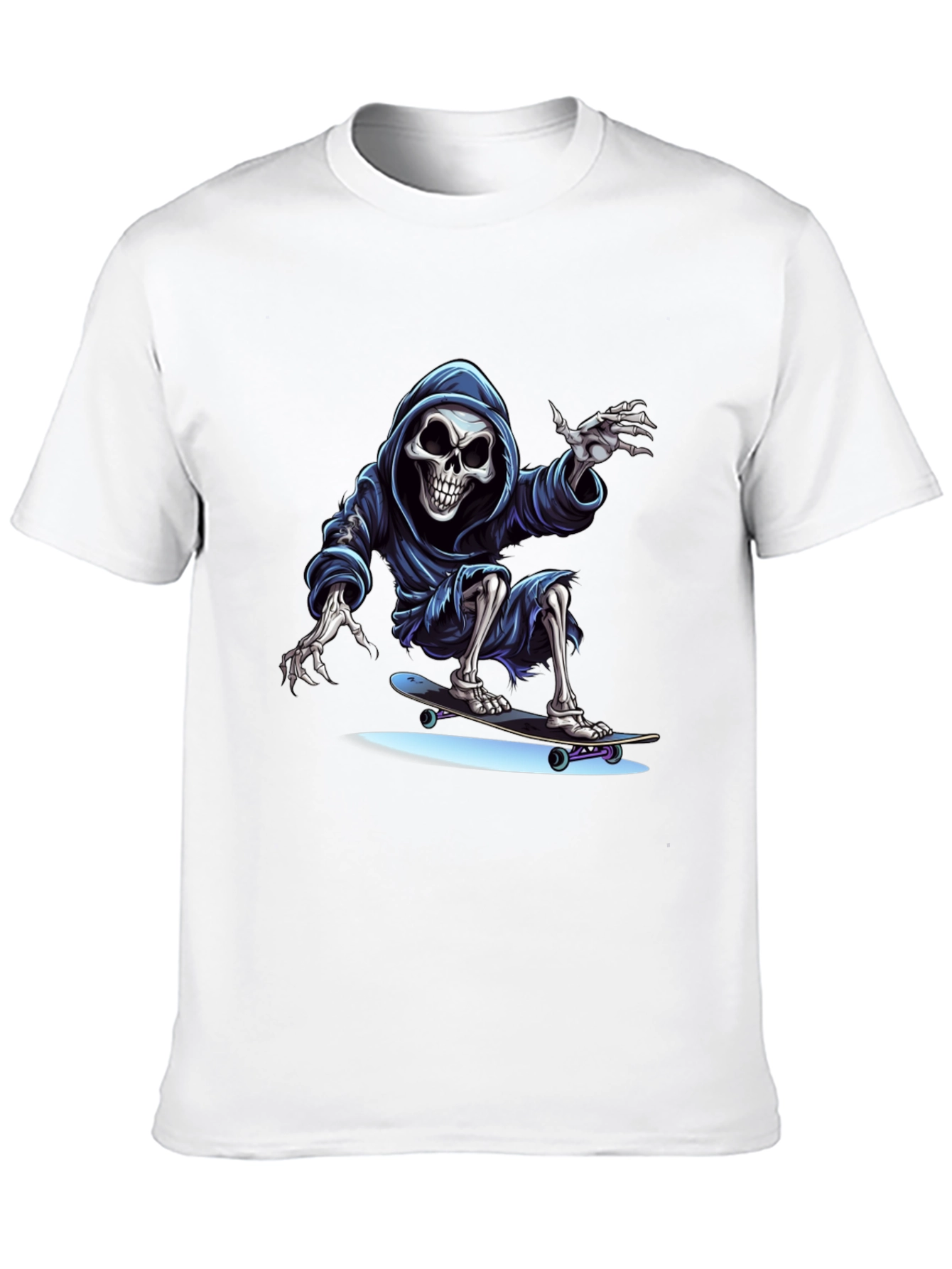Black Skateboarding Grim Reaper Graphic Tee - Cool Skeleton Shirt view 10