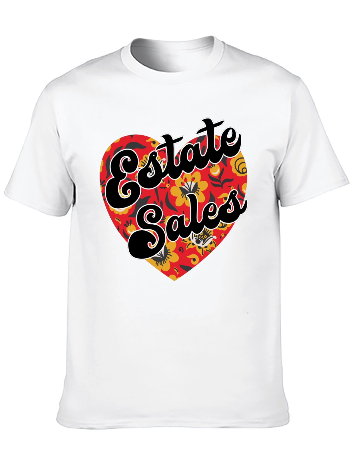 Black Estate Sales Floral Heart Graphic T-Shirt view 10