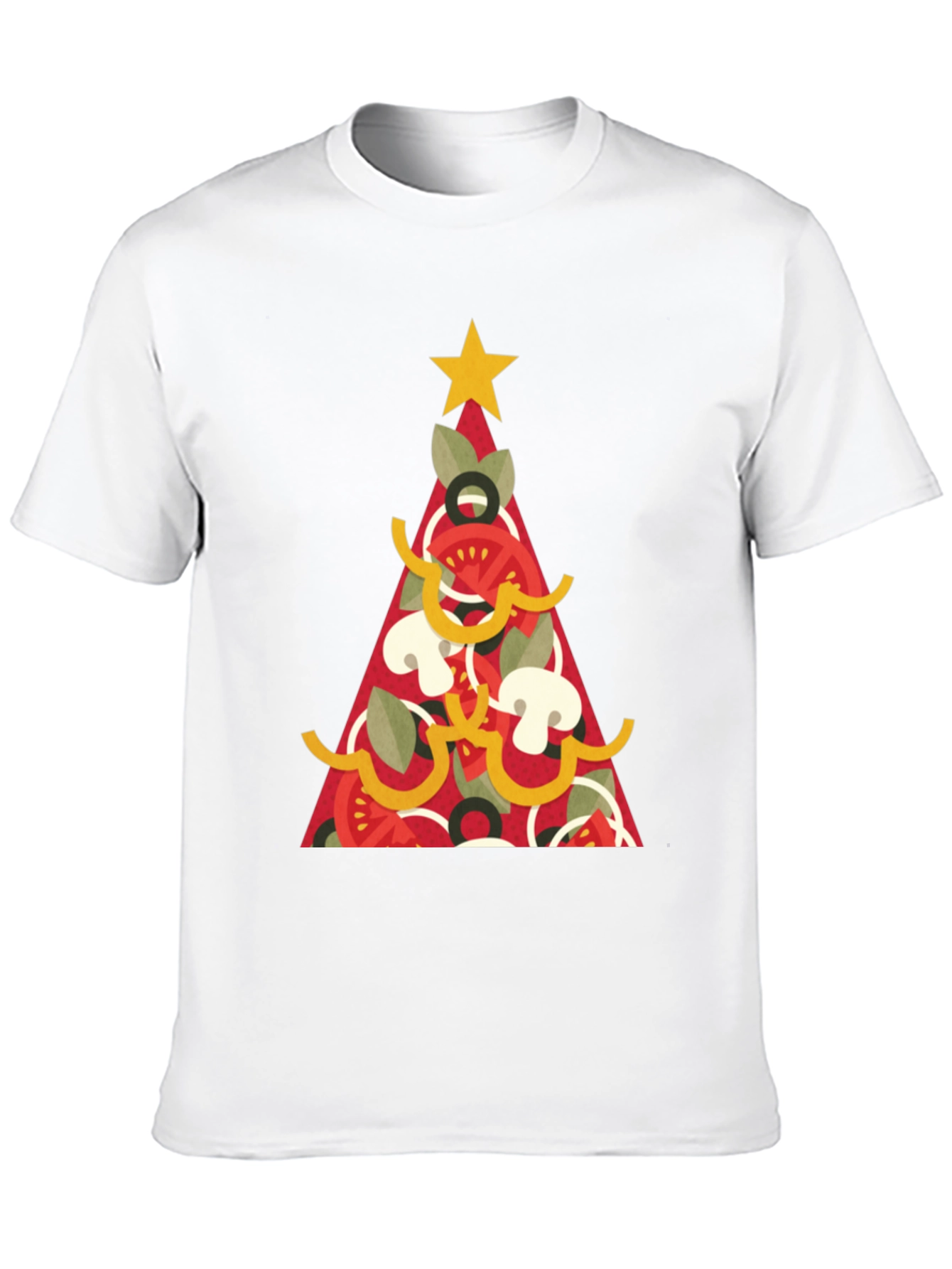 Black Pizza Christmas Tree Graphic Tee - Holiday Apparel view 10
