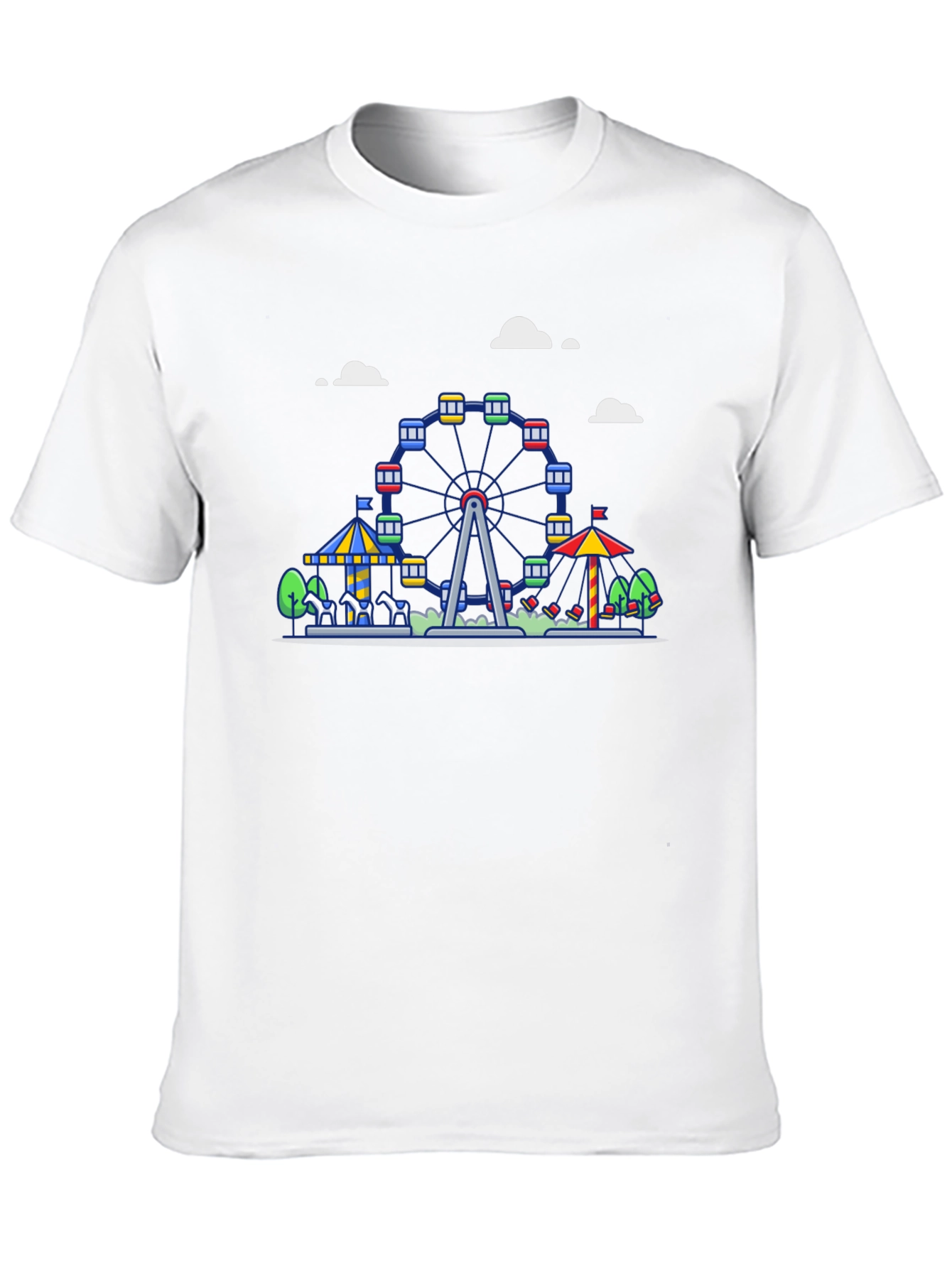 Black Carnival Ferris Wheel Graphic Tee - Black Cotton Shirt view 10