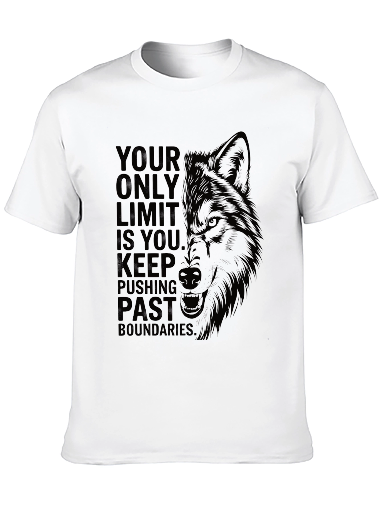 Black Motivational Wolf Graphic T-Shirt view 10