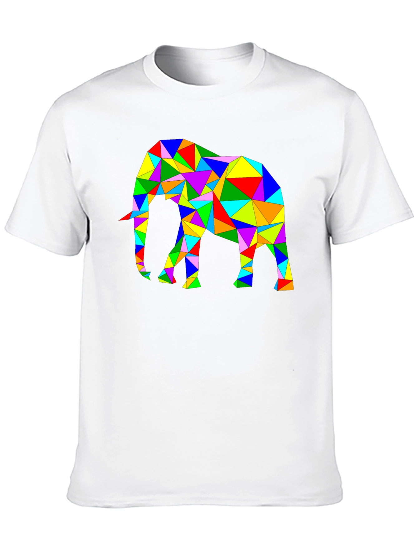 Black Geometric Elephant Tee - Colorful Animal Art Shirt view 10