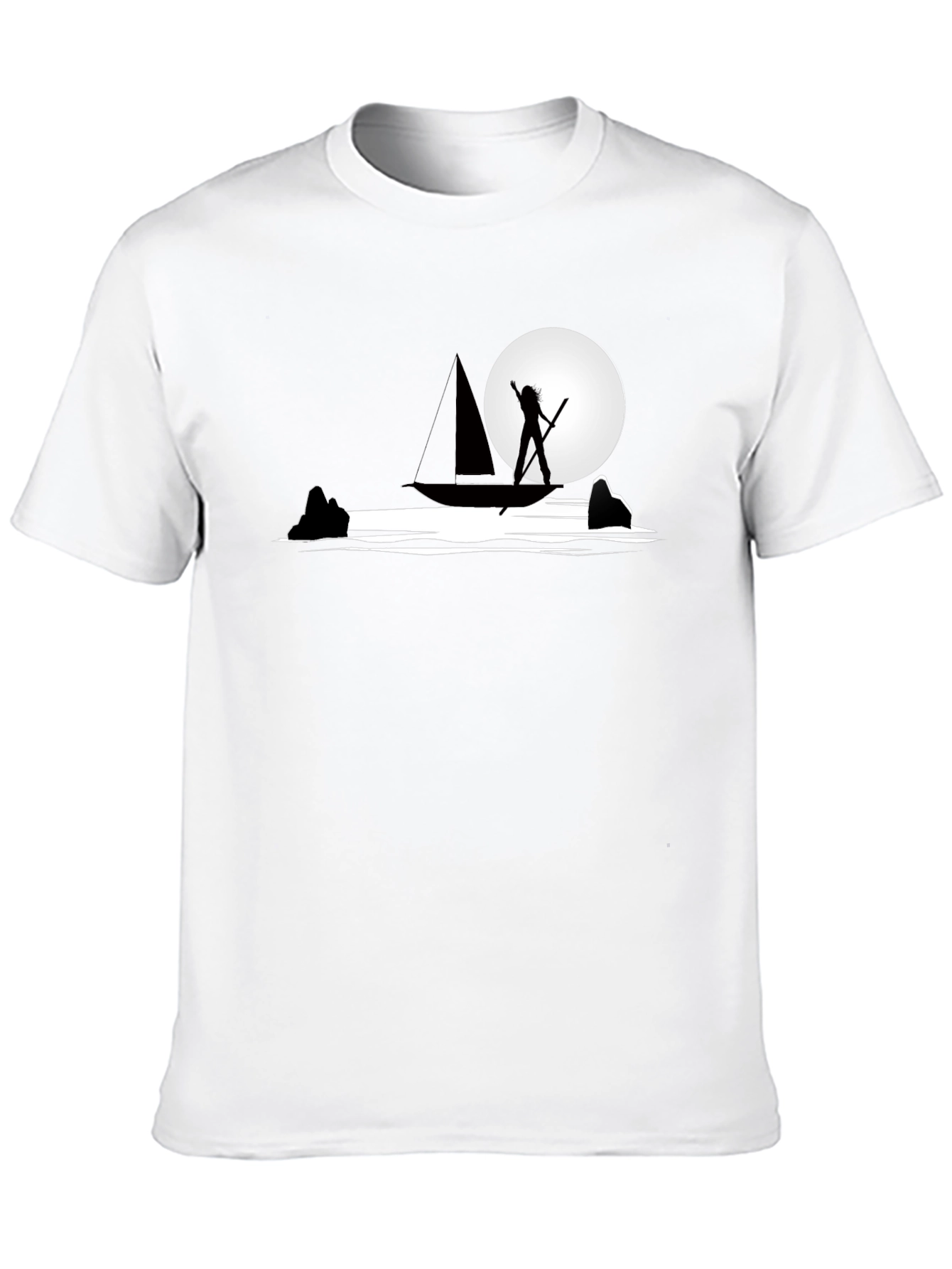 Black Silhouette Boat Graphic T-Shirt - Cool Design view 10