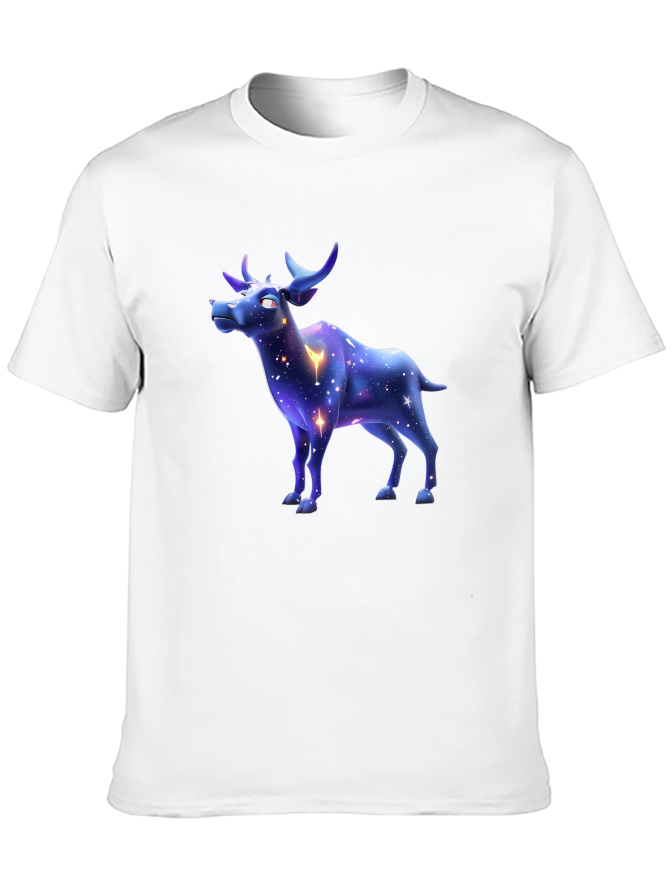 Black Galaxy Deer Graphic Tee - Stylish Men's Black T-Shirt view 10